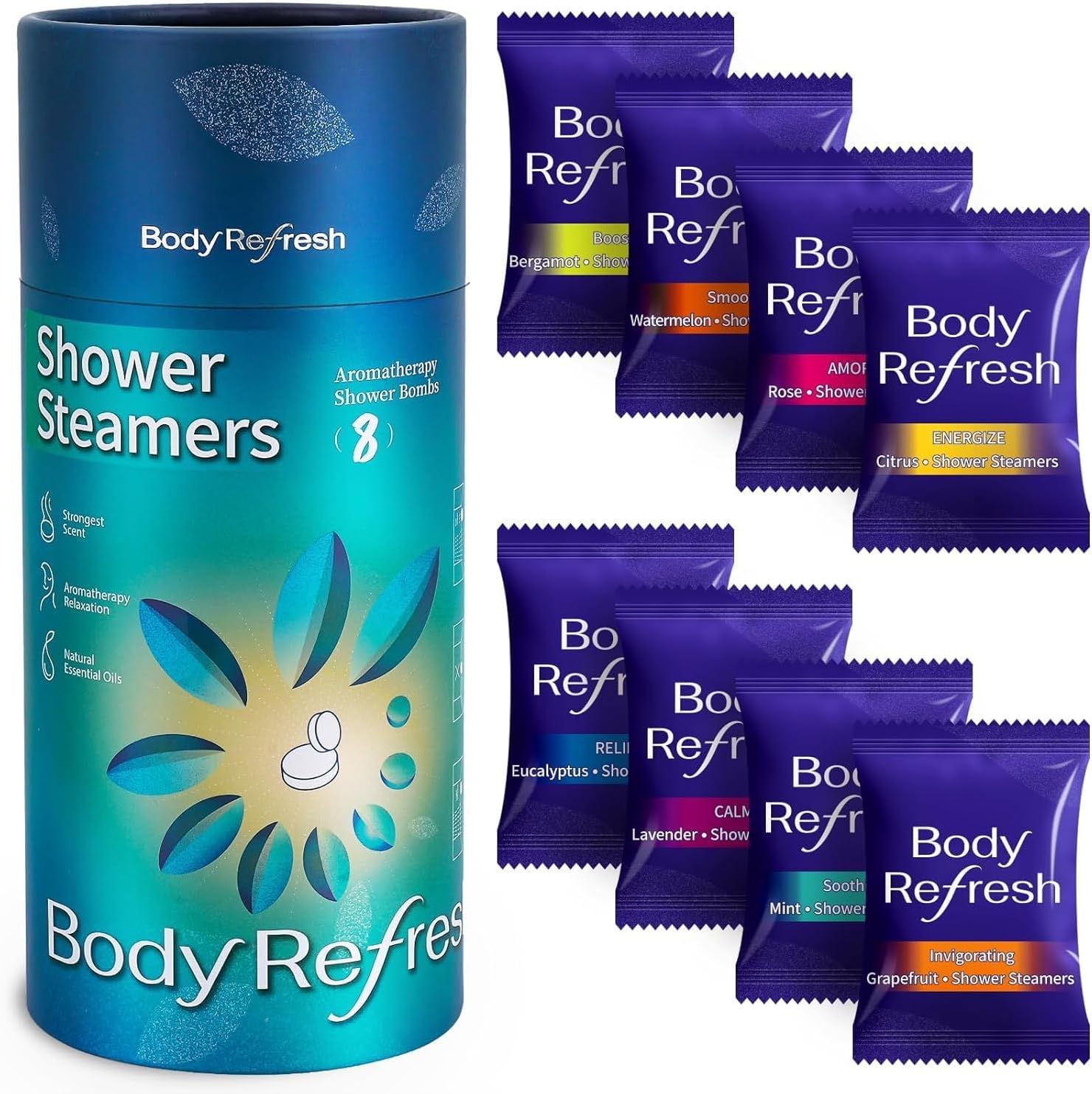Shower Steamers Aromatherapy 8 Pack - Shower Bombs with Essential Oil, Gift for Dad Husband Boyfriend Him,Birthday Gifts for Men, Self Care Home Spa Relaxation Stress Relief