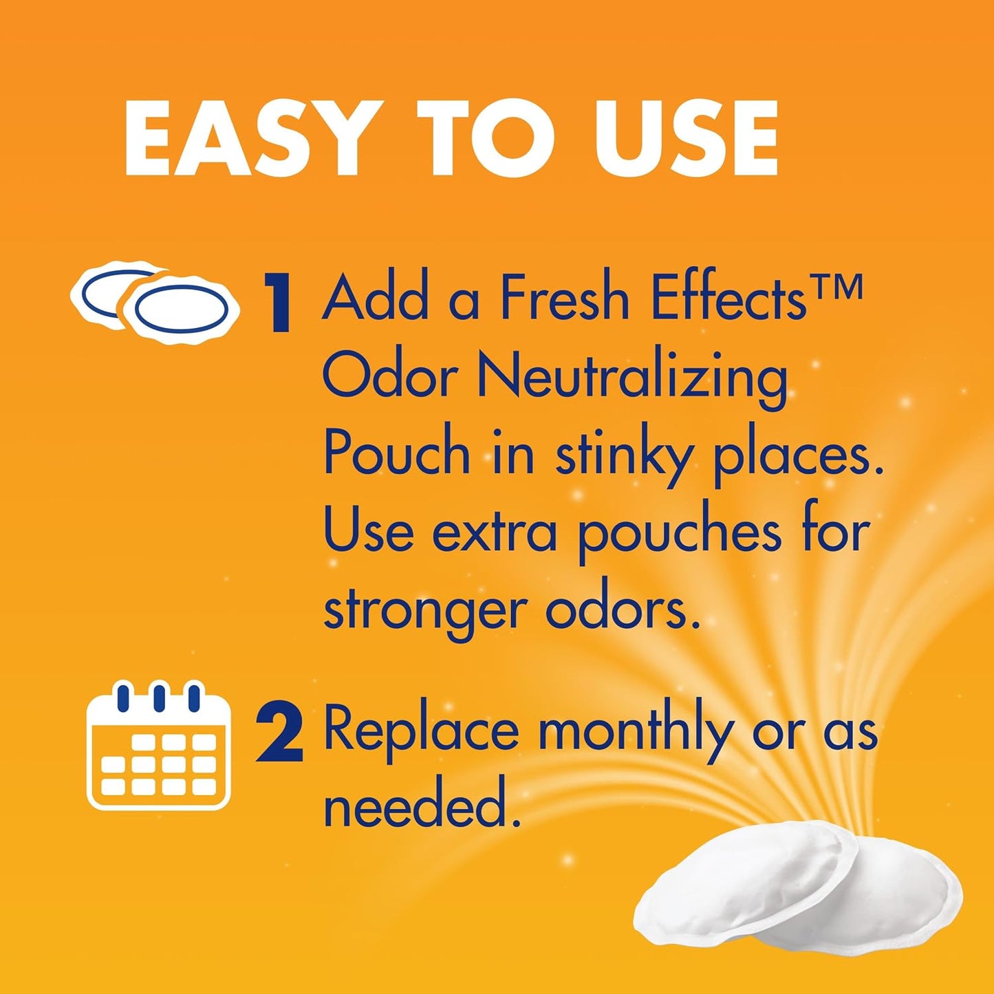 ARM & HAMMER Fresh Effects Odor Neutralizing Baking Soda Pouches, Long-Lasting Fragrance-Free Odor Absorber for Shoes, Cars, Home & Small Spaces, 5 Count