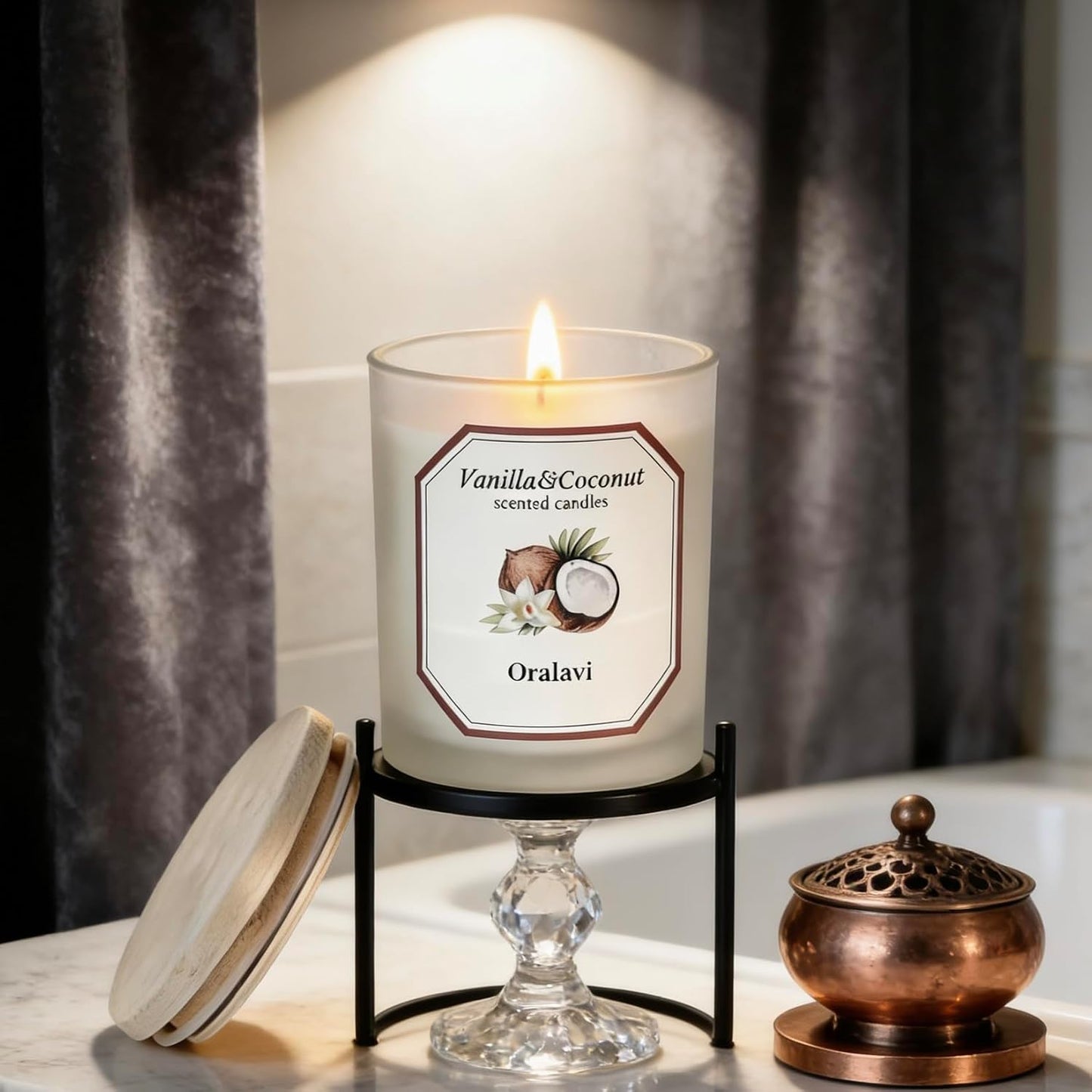 Vanilla Coconut Candles for Home, Non-Toxic Soy Wax 16oz Aromatherapy Candle Gifts,Highly Scented & Long Lasting Vanilla Candle for Home Relaxation|Stress Relief|Mediation|Spa