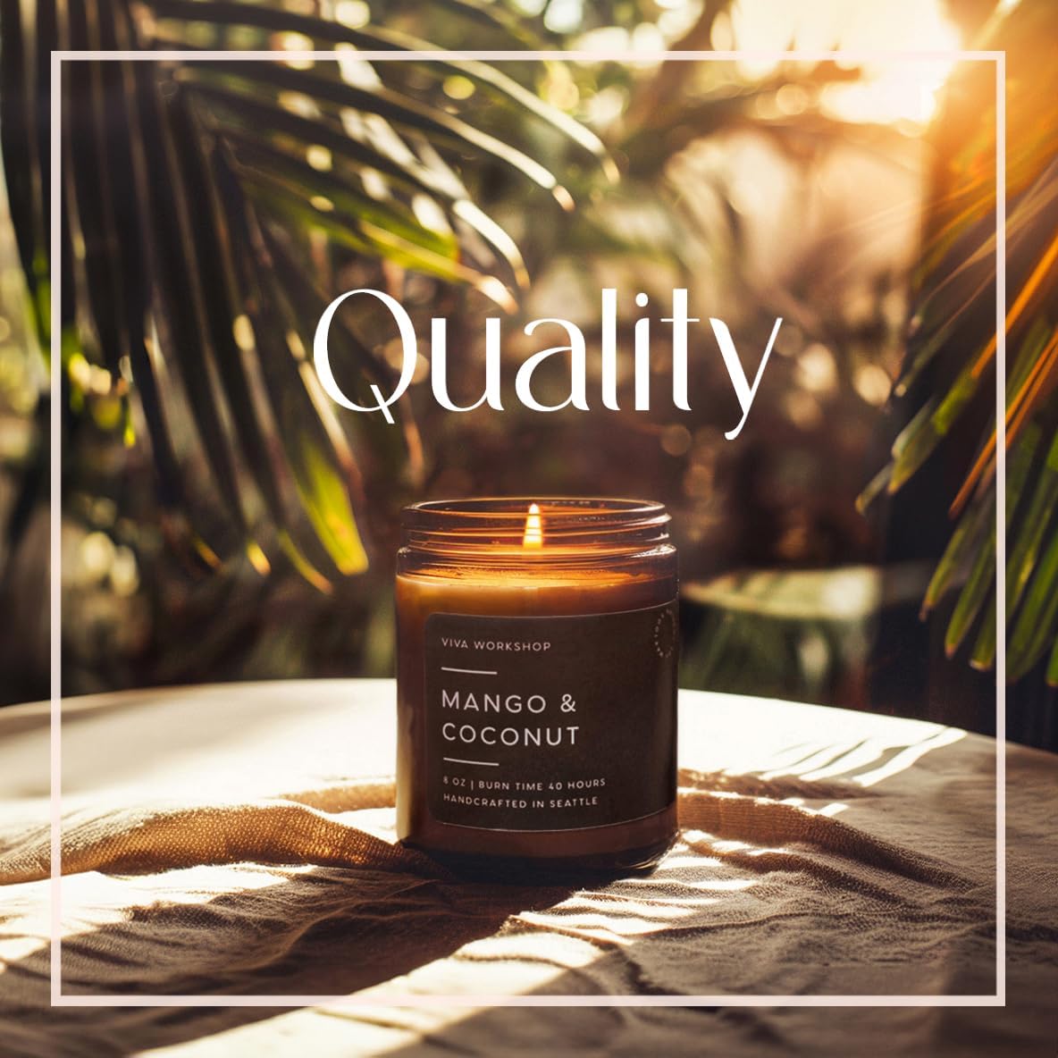 Mango & Coconut Natural Soy Wax Scented Candle – Crafted in USA, Seattle – Gift for Birthday, Meditation, Home, Spa – Aroma Candle for Relaxing – Aromatherapy Scented Candles for Women & Men