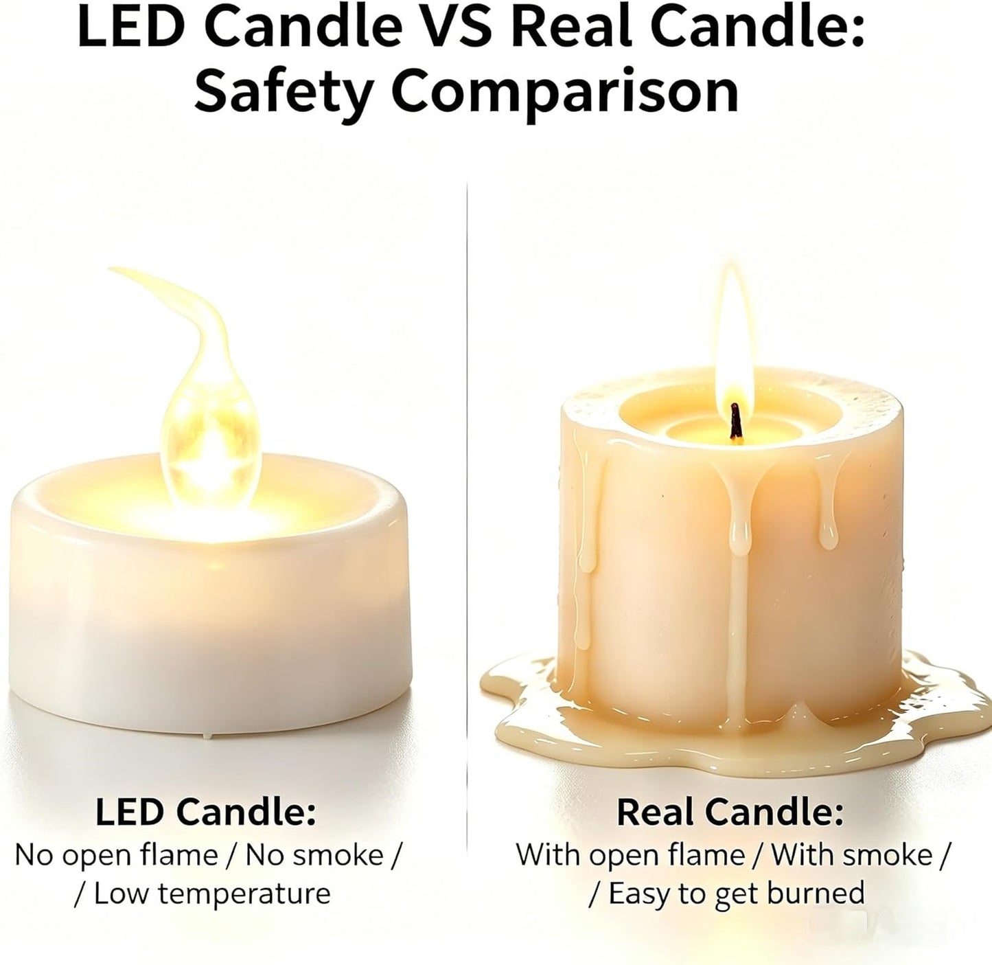 Topstone Flameless LED Candles with Remote Control - Warm White Flickering Battery Operated Candles, 400+ Hours,Timer Function, 4H/6H/8H Auto-Off,Electronic Tea Candles for Home Decor, Wedding, Party