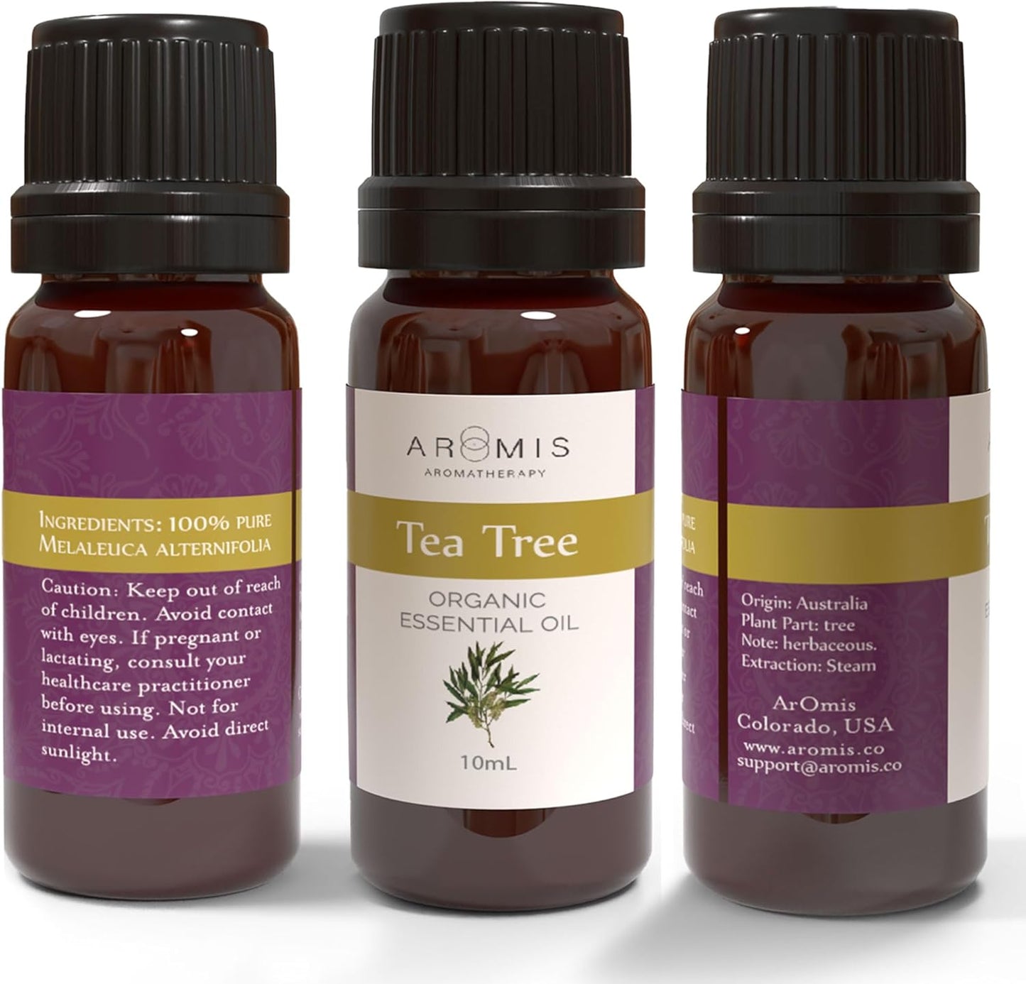 ArOmis Organic Tea Tree Essential Oil - 100% Pure Therapeutic Grade - Undiluted, Premium Oil - 150 Micron Filtered, Perfect for Aromatherapy Diffusers (10ml / .34 fl oz)