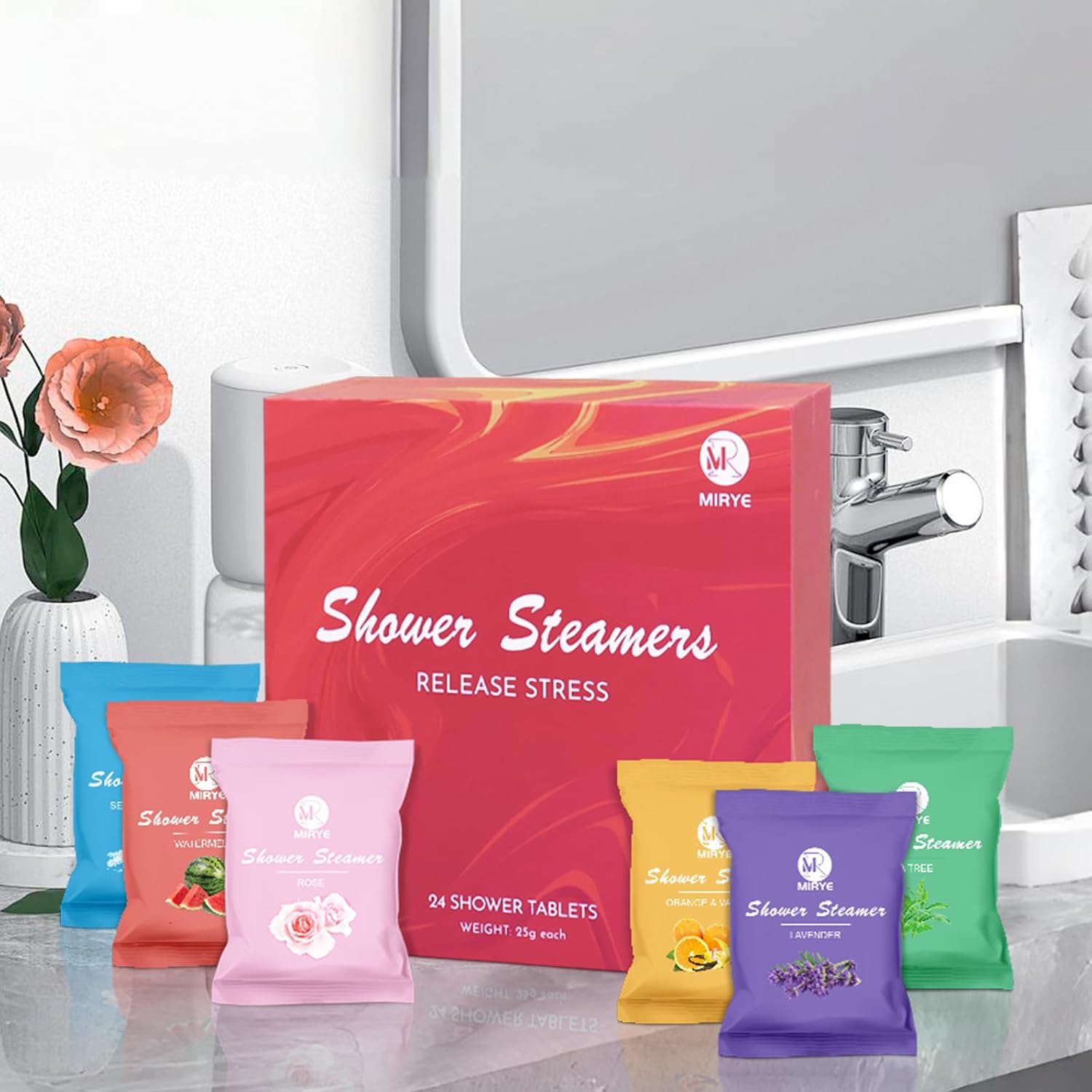 Shower Steamers Aromatherapy 24-Pack, Self Care Spa Gifts for Women& Men, Stress Relief with Natural Essential Oils, Coworker Appreciation Birthday Gift, Travel Essentials