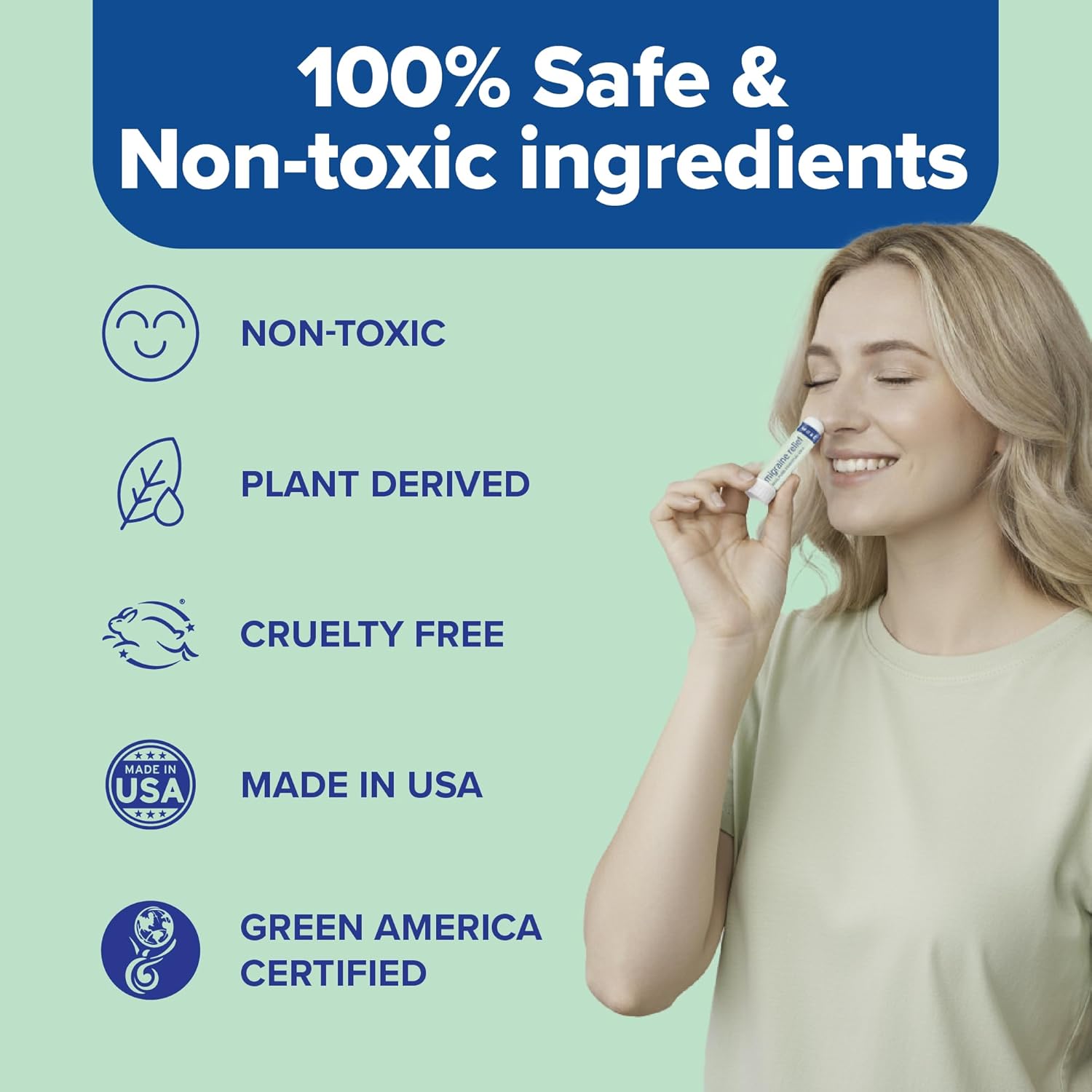MOXE Migraine Rollon Stick & Nasal Inhaler, Fast Cooling Comfort for Headaches & Tension, Non-Medicated Soothing Vapors, Peppermint, Eucalyptus, and Other Essential Oils, Metal Roller, Made in USA