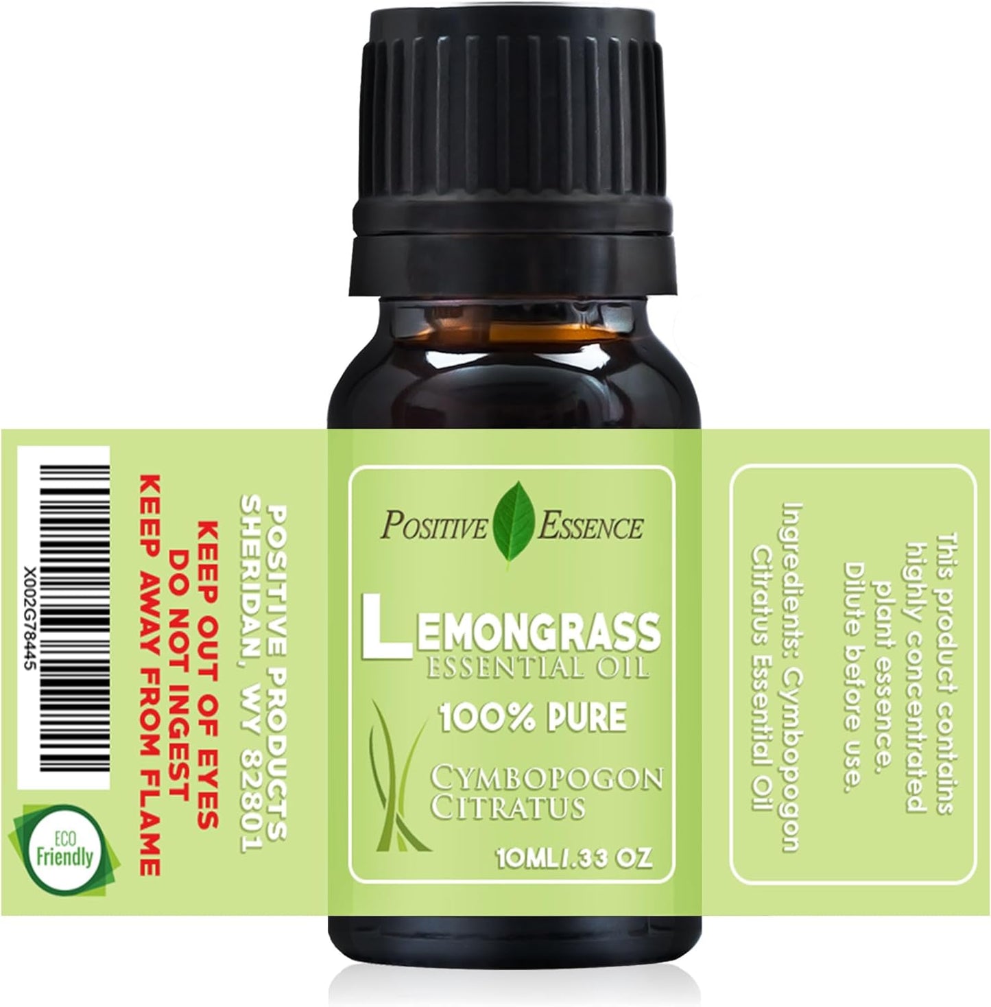 Lemongrass Essential Oil, 100% Pure and Natural, Premium Grade, Organic Thai Lemongrass Oil for Diffuser or Skin Products, 10ml 0.33 fl oz, Cymbopogon Citratus