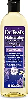 Dr Teal's Moisturizing Bath & Body Oil, Sleep Blend with Melatonin, Lavender & Chamomile Essential Oils, 8.8 fl oz.