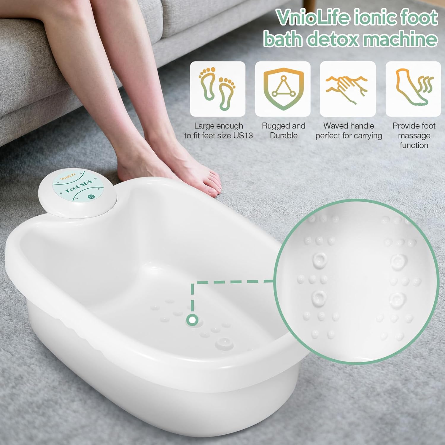 WL VnioLife Ionic Foot Bath Detox Machine with Bag, Portable Detox Foot Spa System, Ion Cleanse Detox Set for Home Beauty Salon Spa Use with Replacement Arrays, 100 Liners