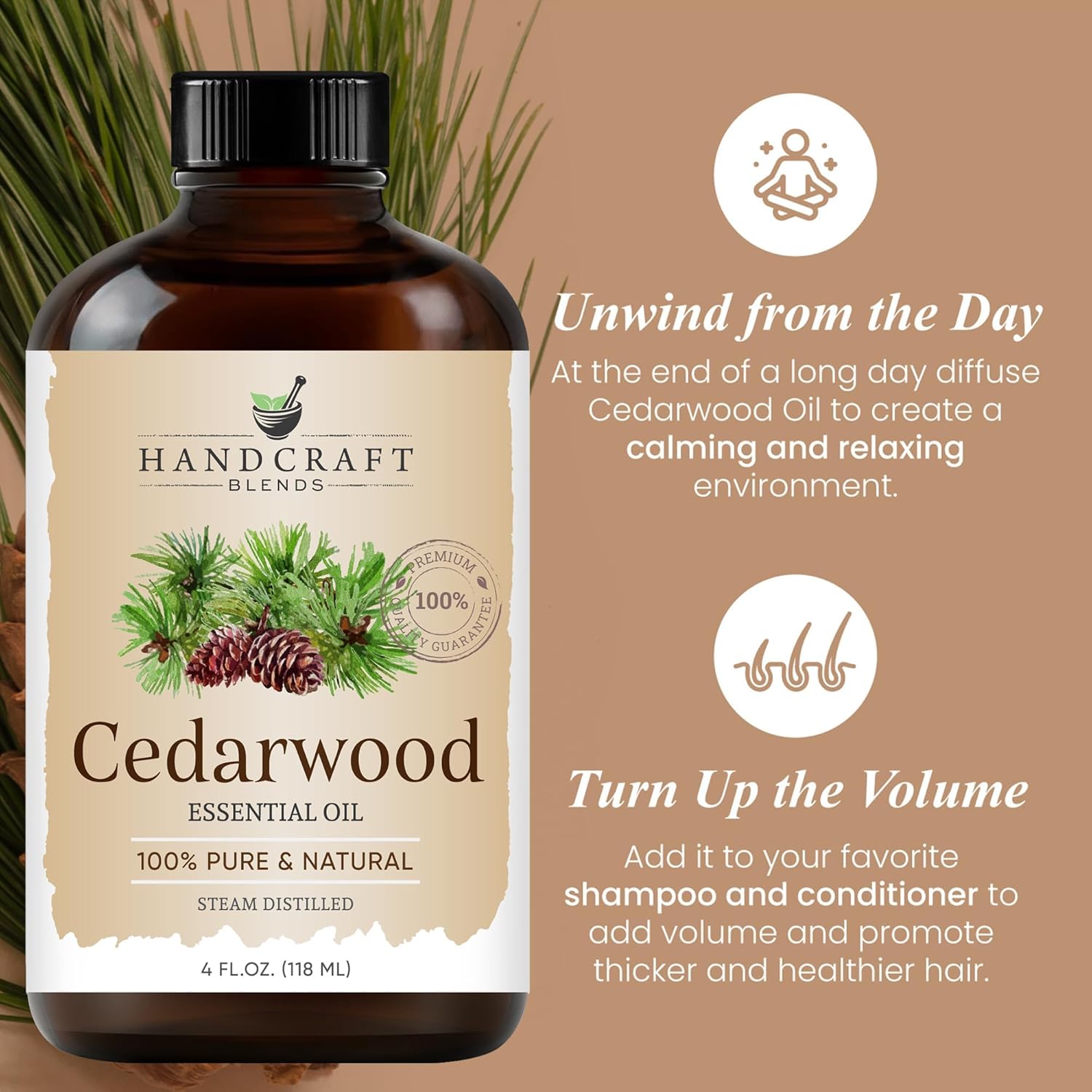 Handcraft Blends Earthy Citrus Set: Cedarwood and Lemongrass Essential Oils – (2 x 4 Fl Oz) – 100% Pure & Natural – for Diffuser, Aromatherapy, and DIY Projects