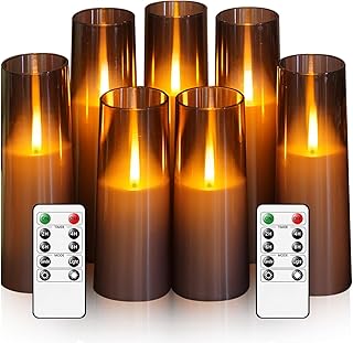 kakoya Flameless LED Candles Upgraded Realistic Flickering Flame,7Pcs Battery Operated Candles with Remote Timers,LED Pillar Candles for Home Decor,Christmas,and Parties（Grey）