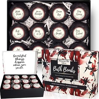 Bath Bombs for Women Relaxing with Inspirational Messages, 12 Natural and Organic Bath Bombs with Essential Oils & Skin Moisturizing Shea Butter. Birthday Gift, Appreciation Gift for Wife Girlfriend