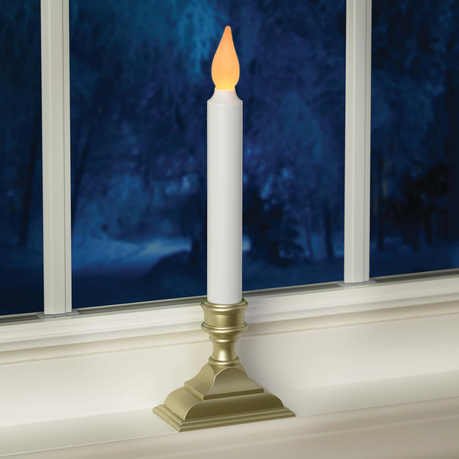 612 Vermont Battery Operated LED Window Candles with Flickering Amber Flame, Automatic Timer, 9.75 Inches Tall, VT-1206P (Pack of 4, Pewter)