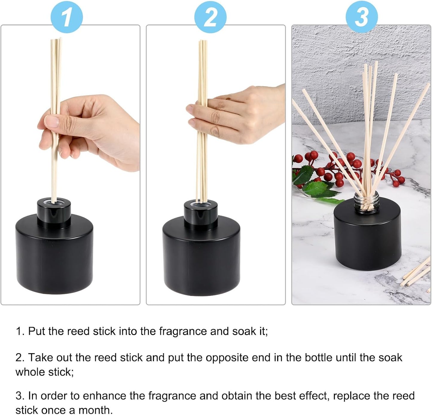MECCANIXITY Fiber Reed Diffuser Sticks 8.6" x3mm for Aroma Fragrance Essential Oil, Red Pack of 50