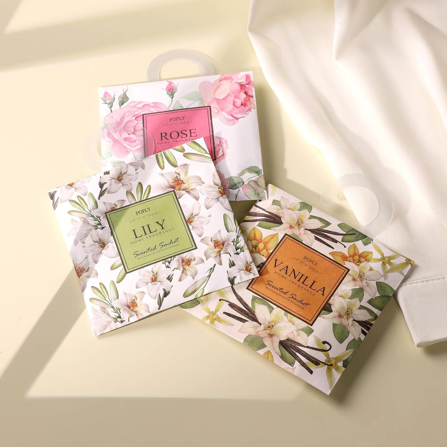 12 Pack Sakura Scented Sachets, Long-Lasting Fresh Scent, Air Freshener for Closet & Drawers, Hanging Deodorizer for Home