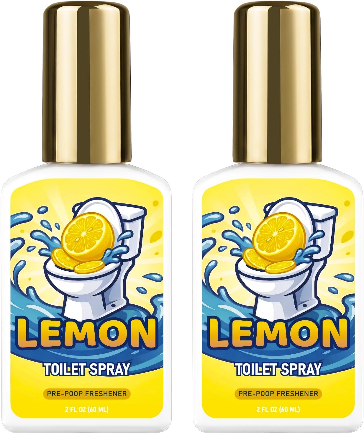 Bathroom Toilet Spray for Poop, Lemon Odor Eliminator 2 Pack 4 Fl Oz | 100% Natural Plant Essential Oil, Up to Up to 240 Uses