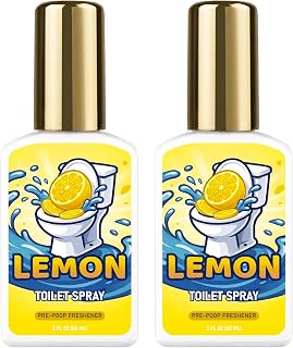 Bathroom Toilet Spray for Poop, Lemon Odor Eliminator 2 Pack 4 Fl Oz | 100% Natural Plant Essential Oil, Up to Up to 240 Uses