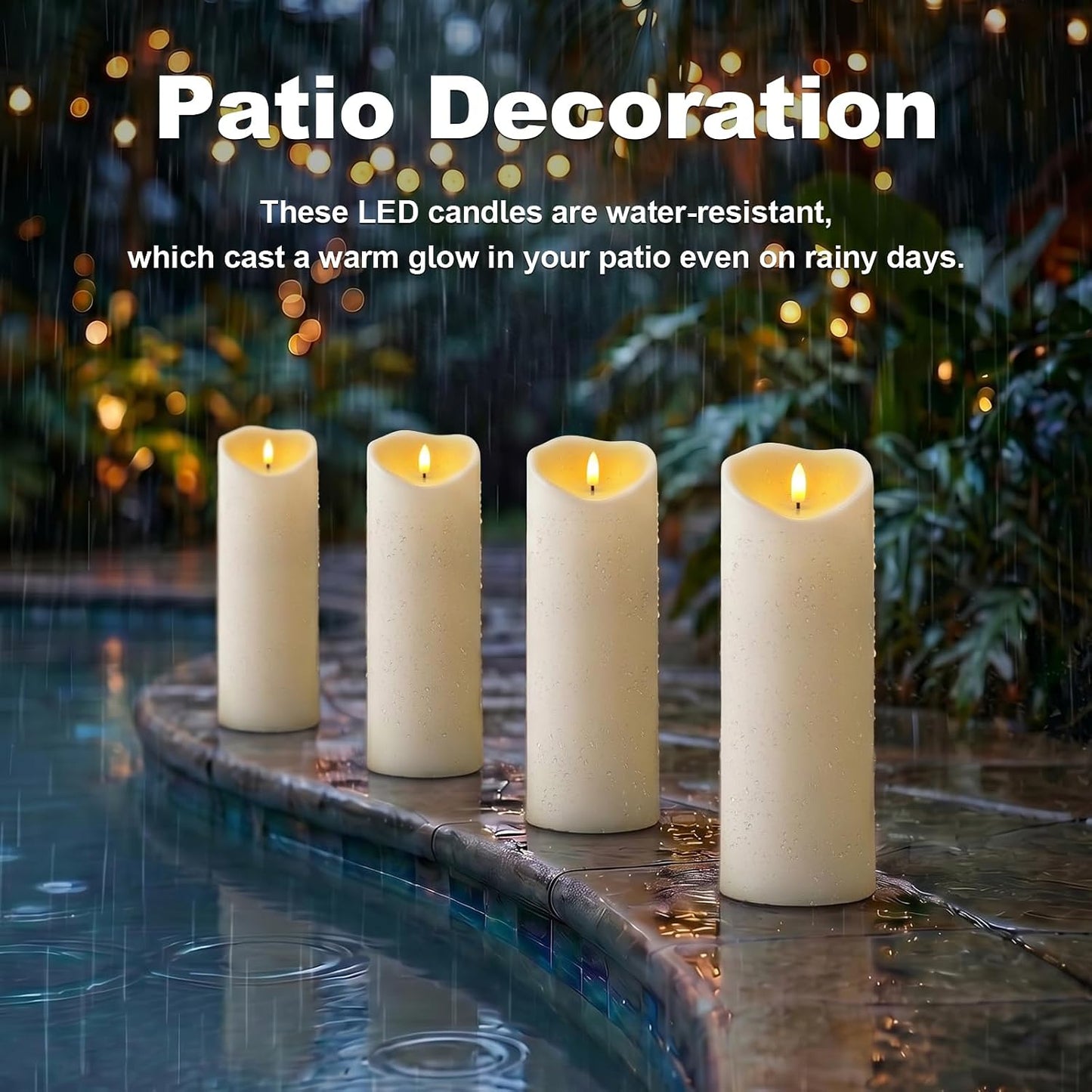 Amagic 4” x 12” Large Outdoor Candles with Timer Waterproof, Flickering Flameless Candles Battery Operated with Remote, Realistic LED Fake Pillar Candle for Lanterns, Patio, Porch, Garden Decor