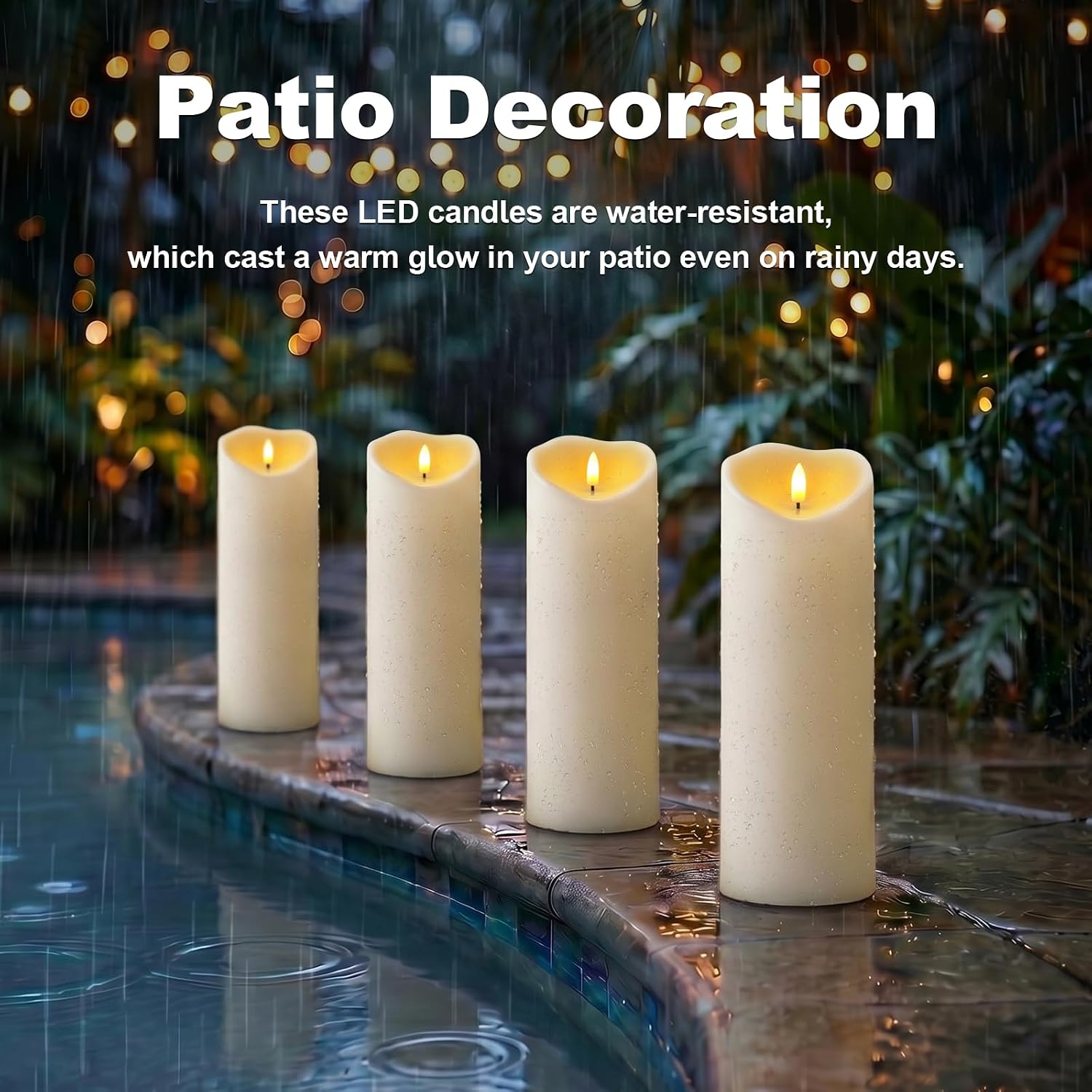 Amagic 4” x 12” Large Outdoor Candles with Timer Waterproof, Flickering Flameless Candles Battery Operated with Remote, Realistic LED Fake Pillar Candle for Lanterns, Patio, Porch, Garden Decor