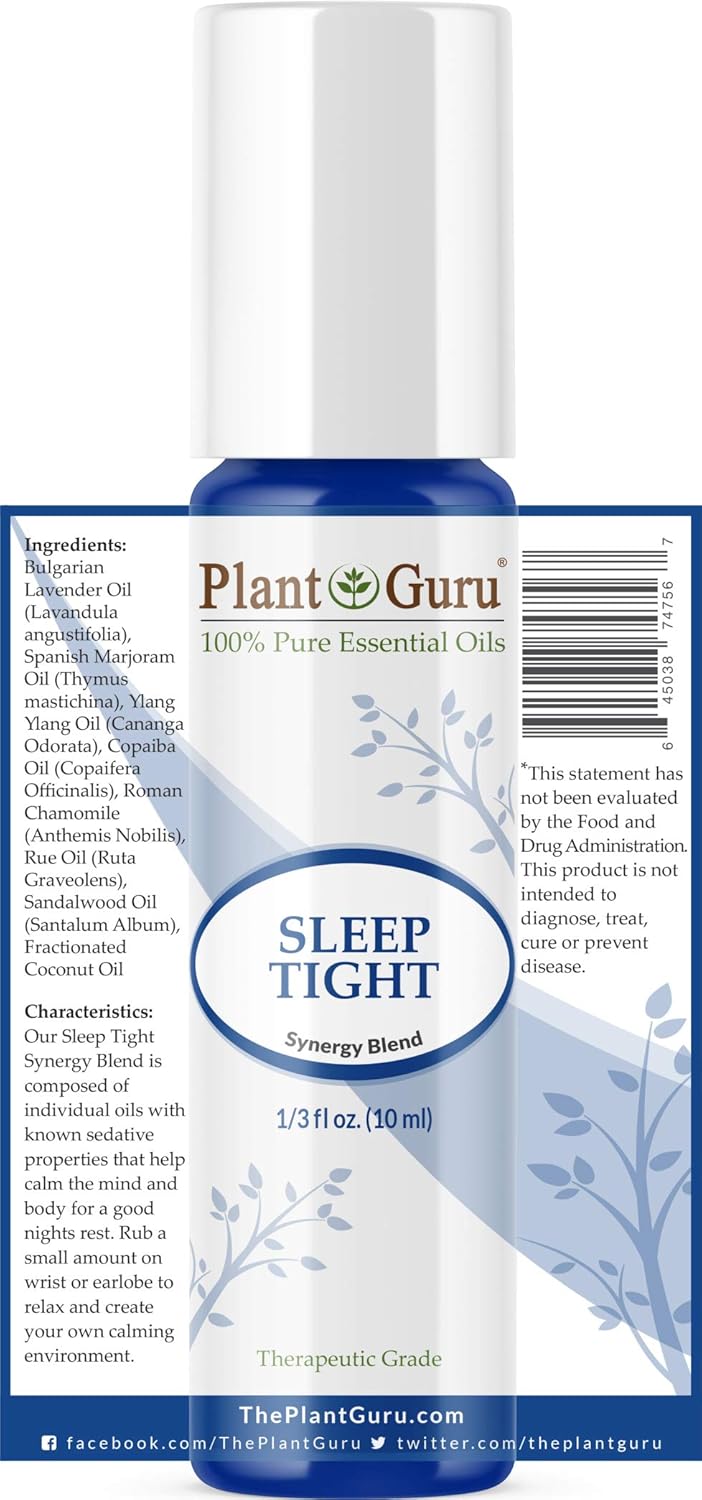 Sleep Tight Essential Blend Oil Roll On 10 ml 100% Pure Pre-Diluted Therapeutic Grade for Aromatherapy Good Night Aid, Relaxation, Relief, Mood Calming
