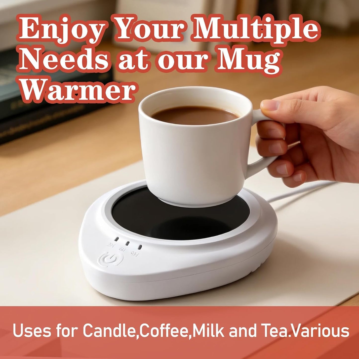 Candle Warmer with Timer,Coffee Cup Warmer with Timer,Fastest Heating & Highest Temperature，Three time Gears (3H, 6H, 9H),Coffee Cup Warmer for Desk,Candle Warmer,Gifts for Festival Birthday