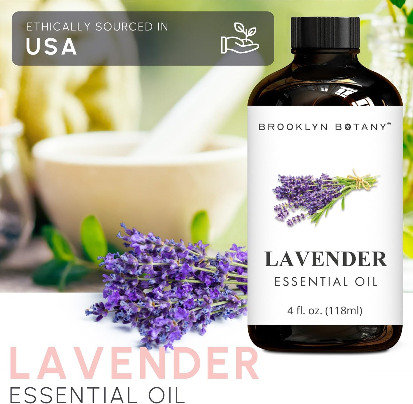 Brooklyn Botany Lavender & Tea Tree Essential Oils – 4 Fl Oz (Pack of 2) – 100% Pure & Natural – Calming & Purifying Aromatherapy Oils