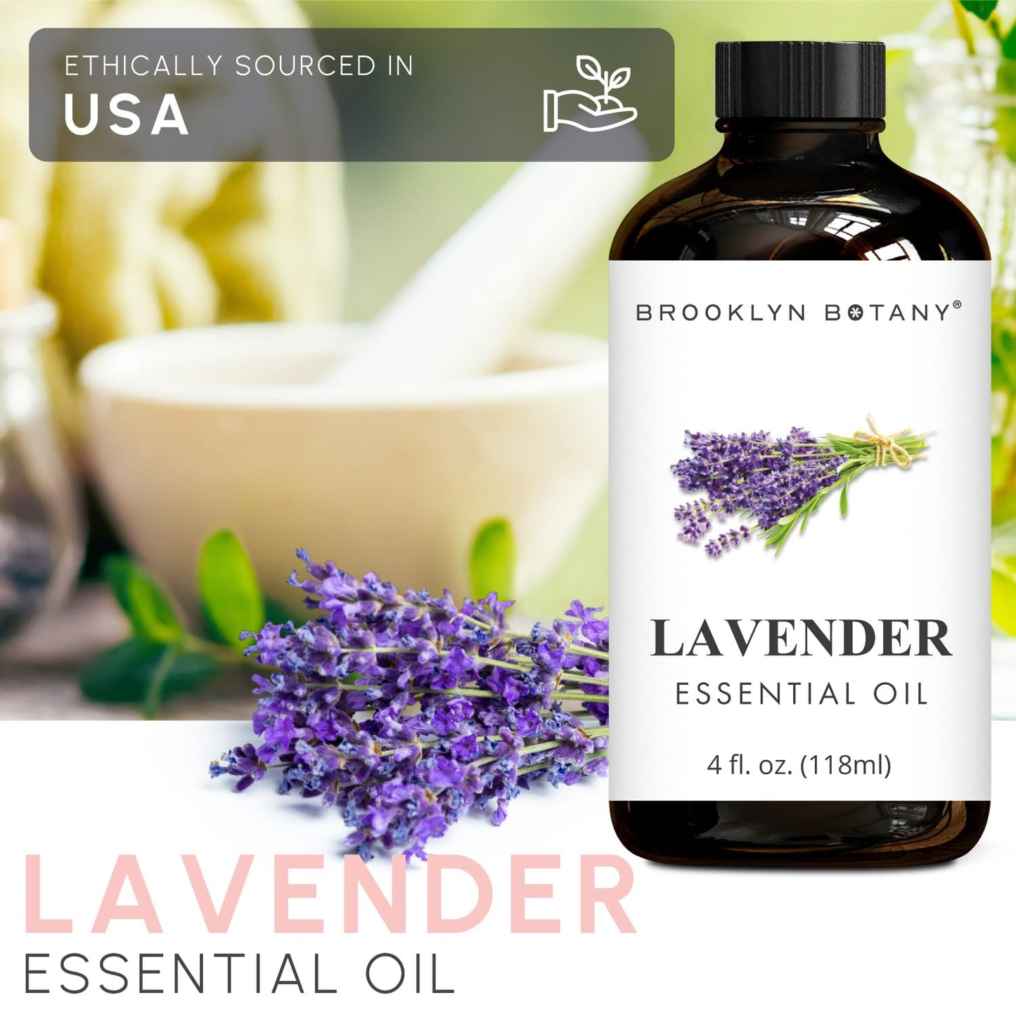 Brooklyn Botany Lavender & Cedarwood Essential Oils – 4 Fl Oz (Pack of 2) – 100% Pure & Natural – Premium Grade Aromatherapy Oils – Deep Relaxation Blend