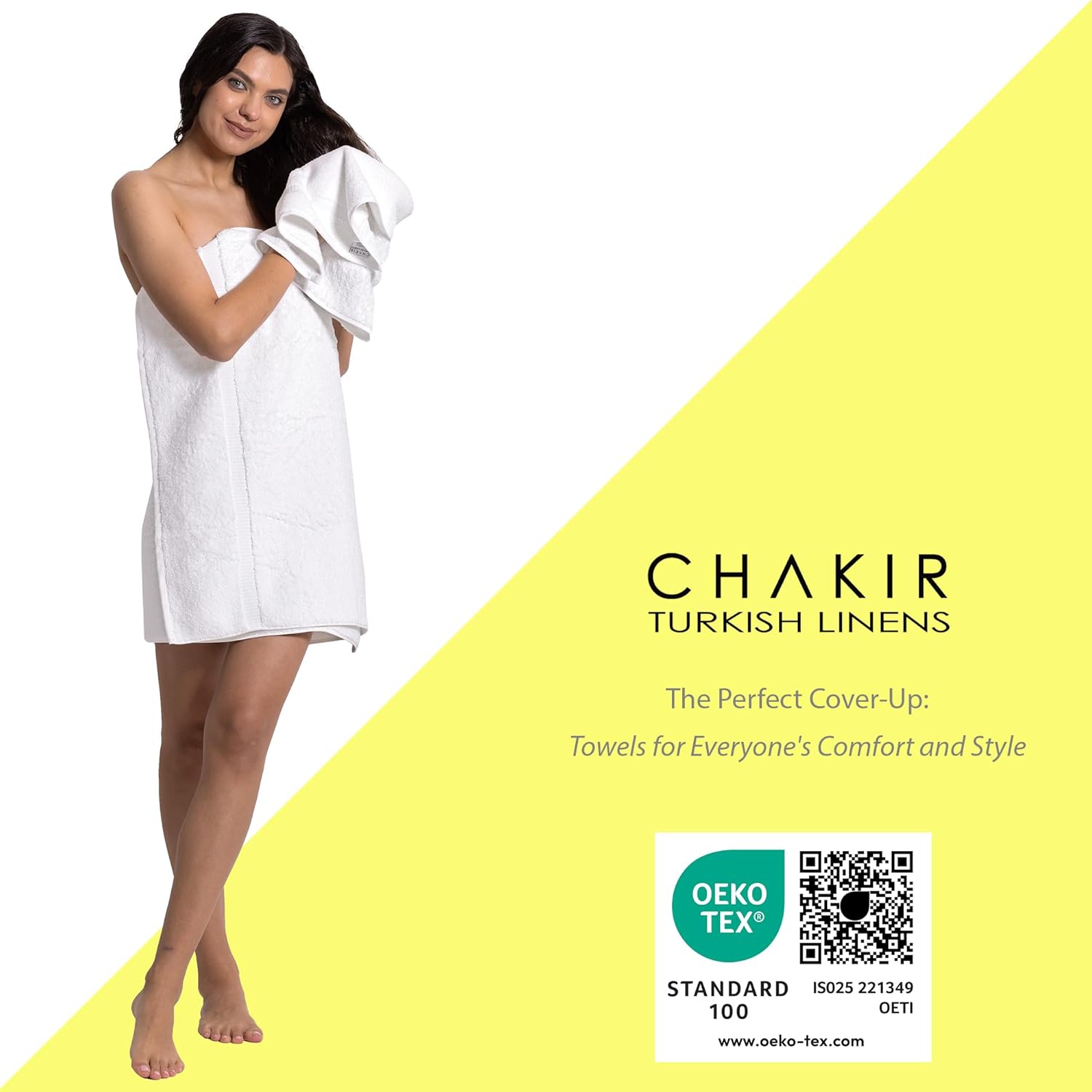 Chakir Turkish Linens 4 Piece Bath Towel Set, 100% Cotton Luxury Turkish Towels for Bathroom, Soft Absorbent Bath Towels, 27 x 54 Inches, White