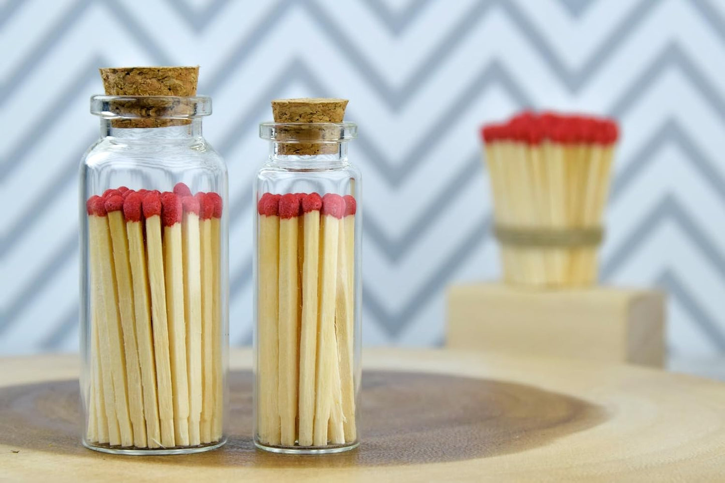 Chandler Studio 3 Bottles - 60+ Matchsticks Safety Matches in Jar - Strike On Bottle Glass Jar 2" Inch Matchsticks (20 Matchsticks Jar, Pink) (White, 3 Bottles)