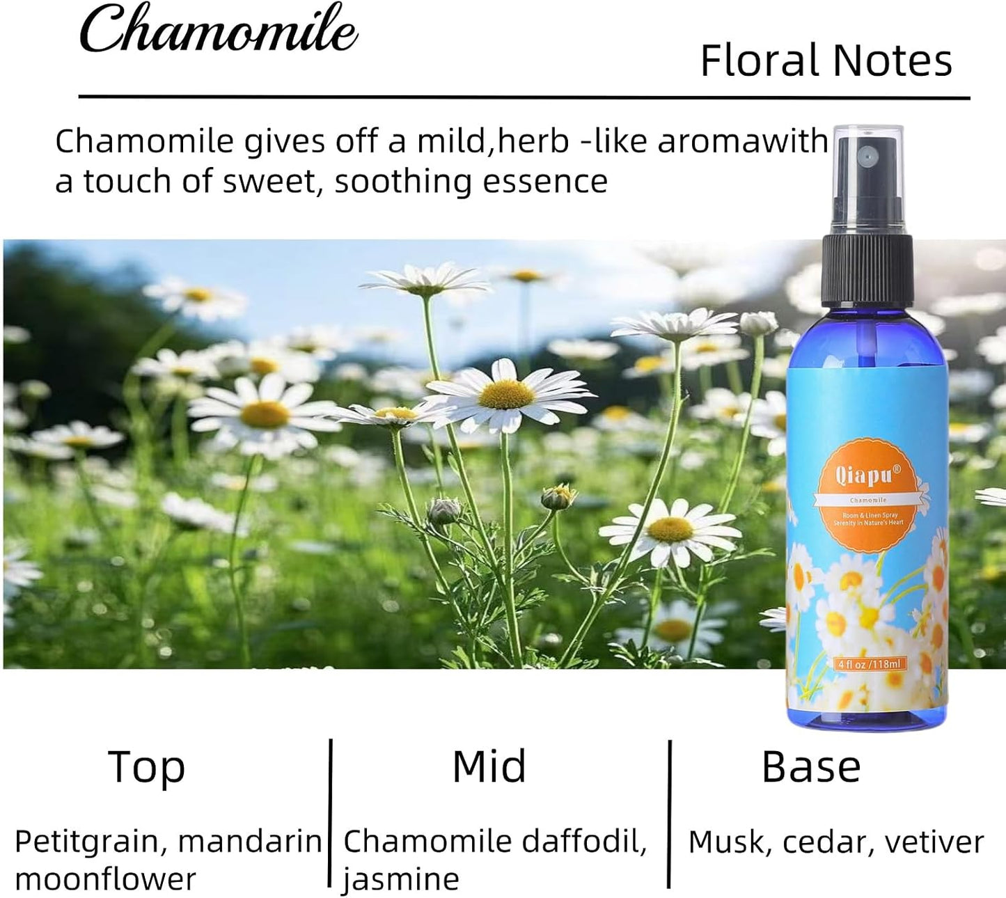 Natural Bedroom Linen Spray Scented Room Mist with Plant Extracts Long Lasting Freshness for Sheets, Pillows & Curtains –Ebony Agarwood + Misty Forest + Chamomile + Romantic Rose 4oz（4 Bottle）