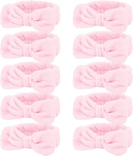 10 Pack Cute Pink Skincare Headbands for Women Girls, Soft Microfiber Spa Headband for Washing Face, Bulk Valentine’s Day Party Favor & Gift Set