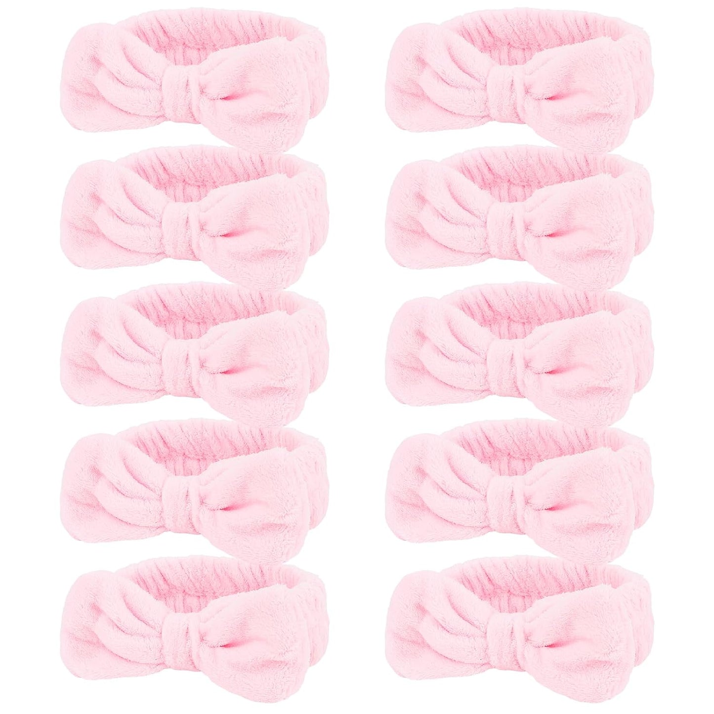 10 Pack Cute Pink Skincare Headbands for Women Girls, Soft Microfiber Spa Headband for Washing Face, Bulk Valentine’s Day Party Favor & Gift Set