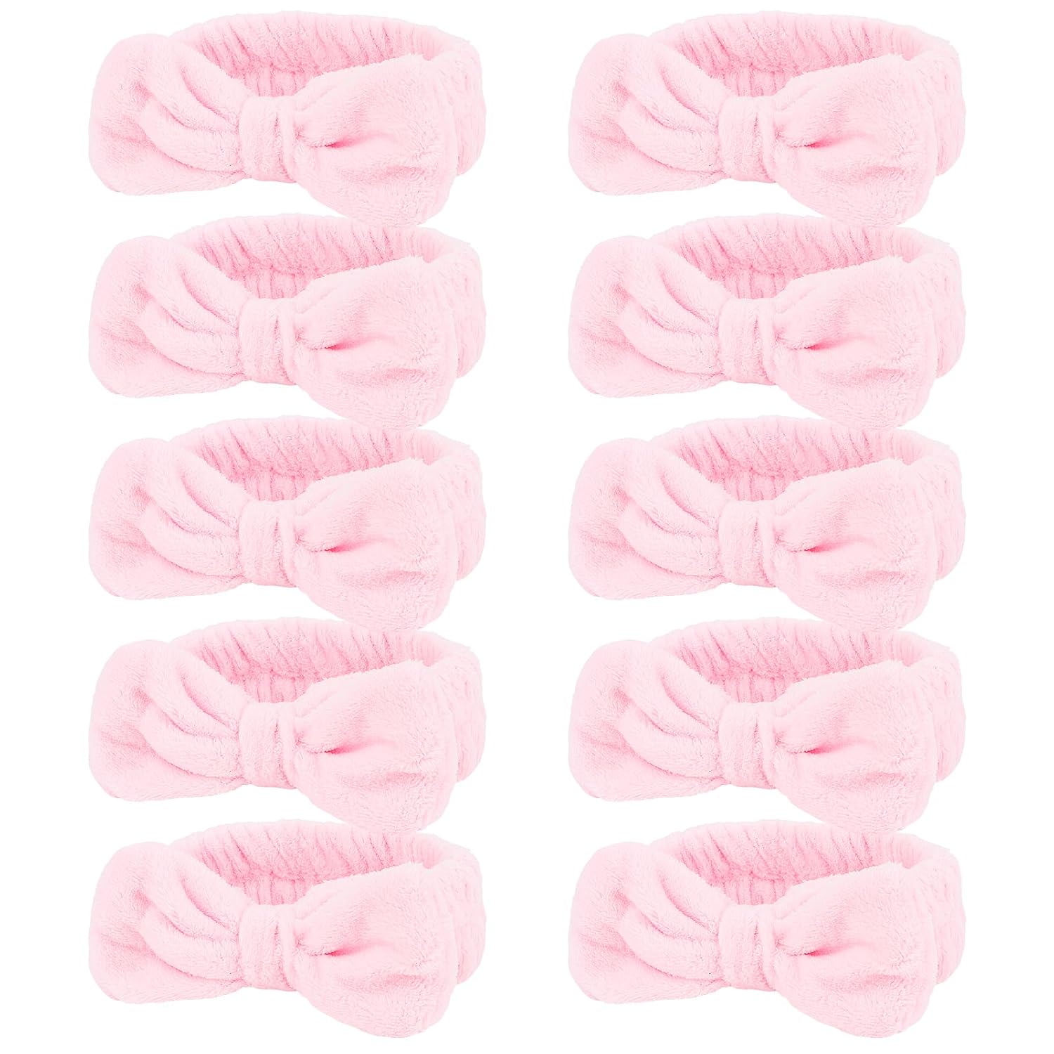 10 Pack Cute Pink Skincare Headbands for Women Girls, Soft Microfiber Spa Headband for Washing Face, Bulk Valentine’s Day Party Favor & Gift Set