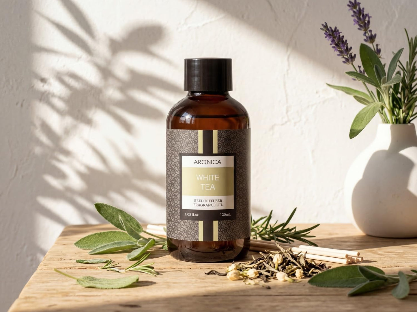 Aronica Diffuser Refill 120ml_White Tea_Floral Gardenia Scent Oil for Home, Hotel Air Essential Oils Scents
