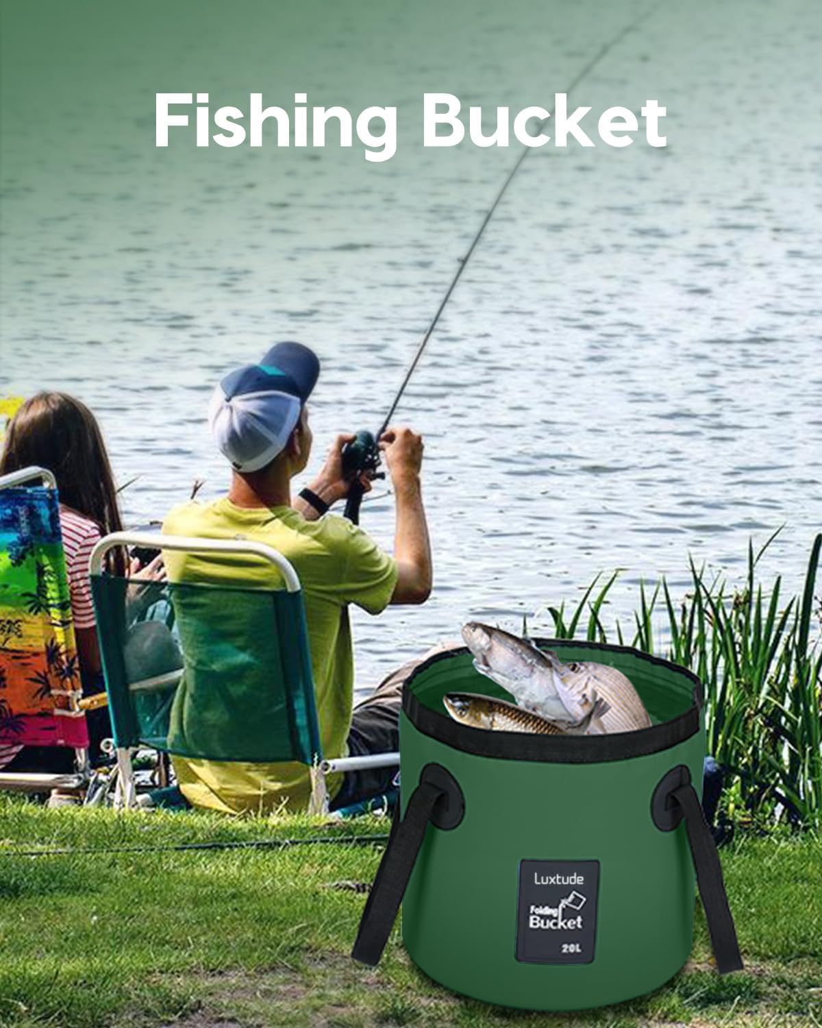 Luxtude Collapsible Bucket with Handle, Portable 5 Gallon Bucket for Camping, Fishing, Beach, Gardening, RV & Outdoor Emergency, Heavy-Duty & Ultra Lightweight Water Storage Container