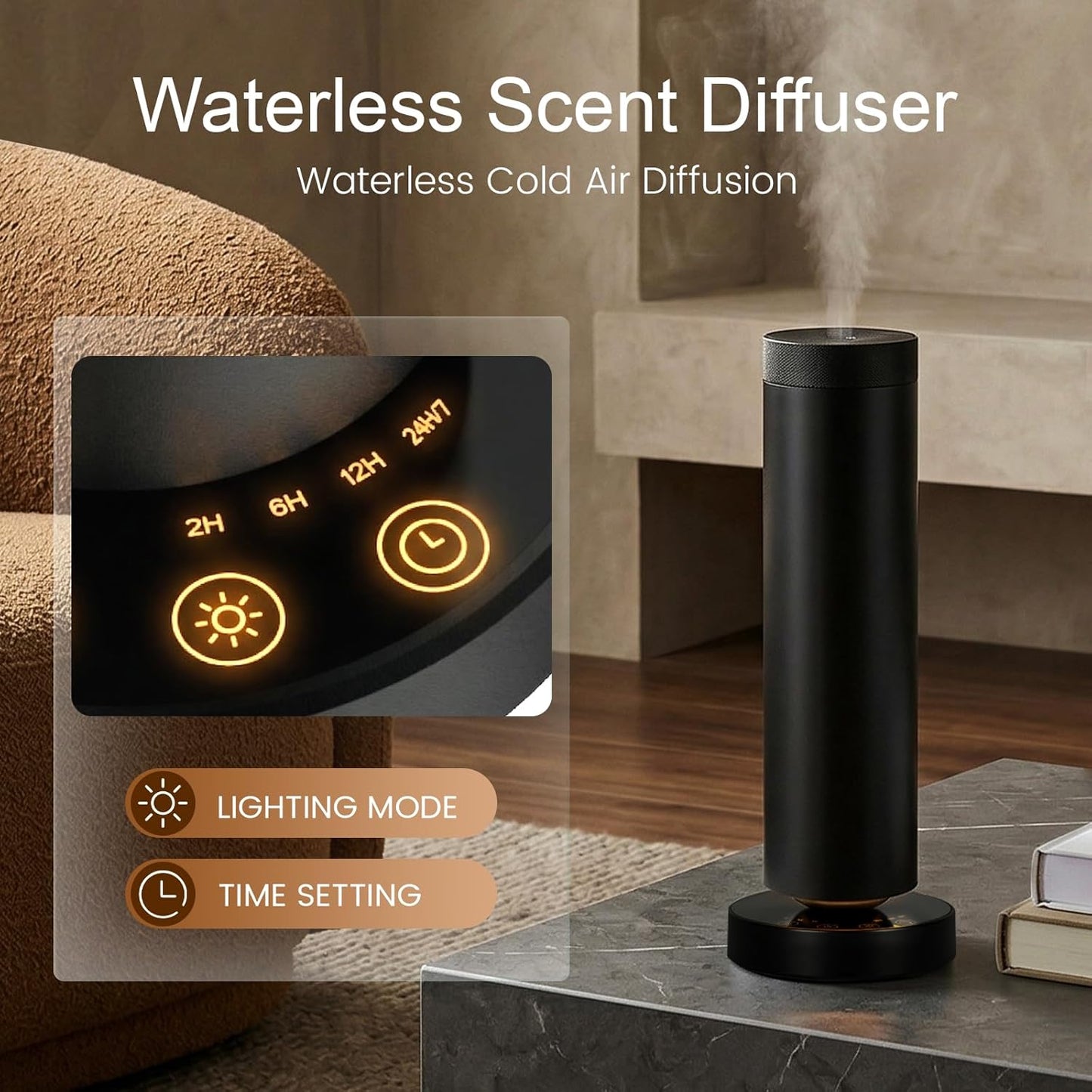Cold Air Waterless Diffuser, Hotel Collection Diffuser, Waterless Essential Oil Diffuser for Homes, Offices, Covers 1000 Sq Ft, Remote Control (Fragrance Not Included)