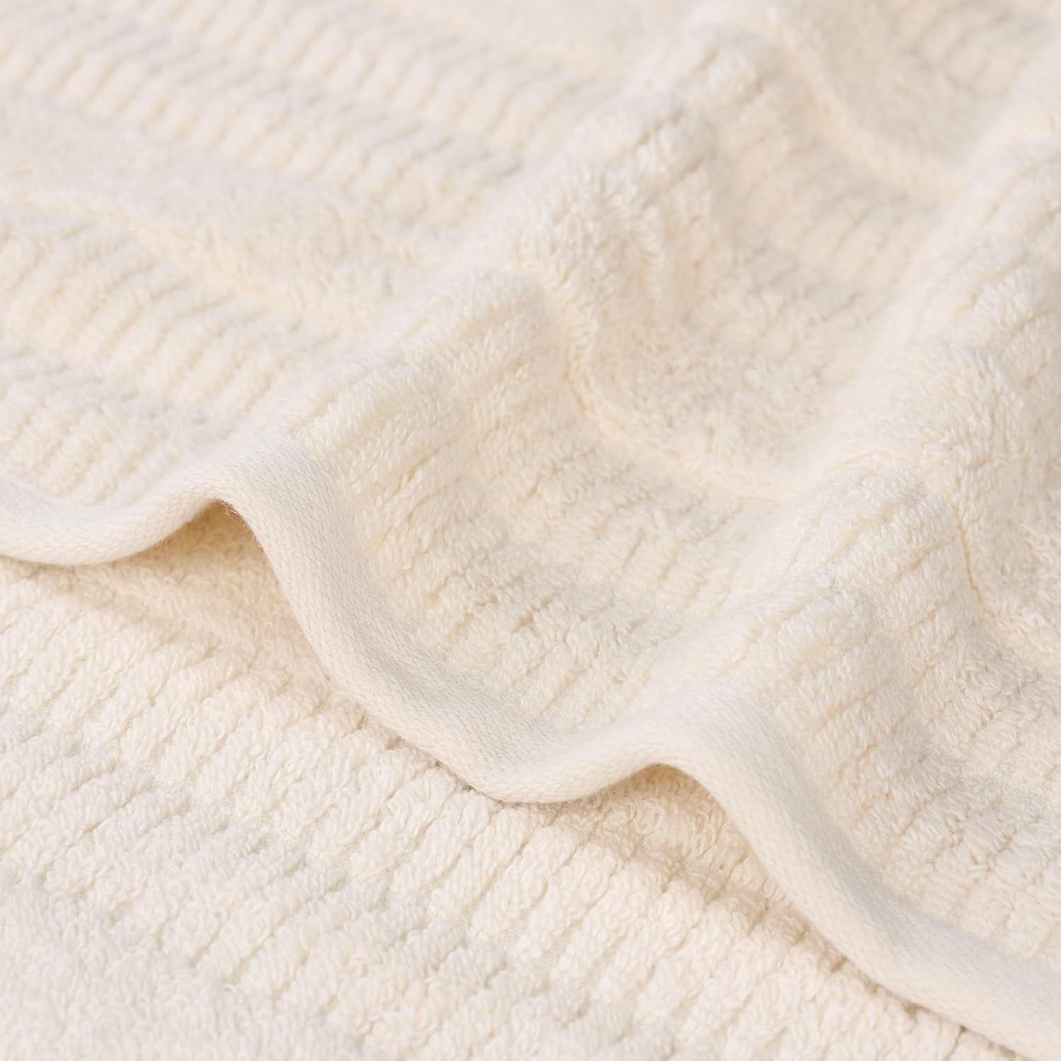 Superior Luxurious Classic Cotton Blend Towels, 12 Piece Set for Bathroom, Shower, Spa, Hotel, Super Soft, Quick Dry, Ultra Soft Mika Towels, 4 Bath, 4 Hand & 4 Washcloth, Ivory