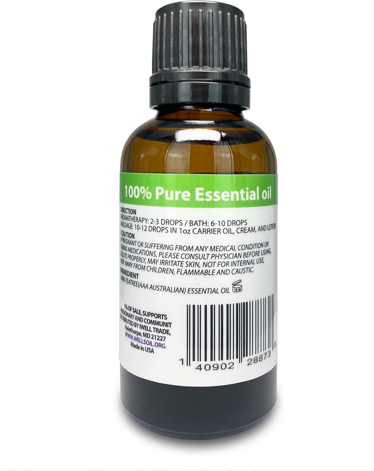 Well’s Oil Tea Tree Essential Oil | 1 fl oz | 100% Melaleuca Alternifolia Leaf Oil | Fresh Aroma | for Aromatherapy & Dilution Use | 30 mL