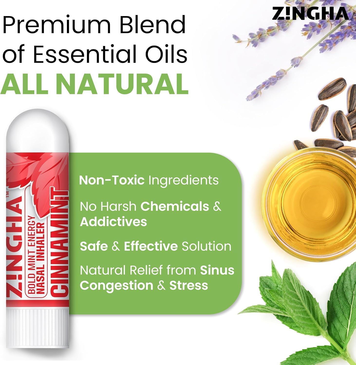 Z!NGHA Natural Aromatherapy Nasal Stick Boost Focus & Enhance Breathing | Portable Sinus Relief & Relaxation Nasal Inhaler Stick | Essential Oil Blend for Stress and Congestion (Tropical Punch)