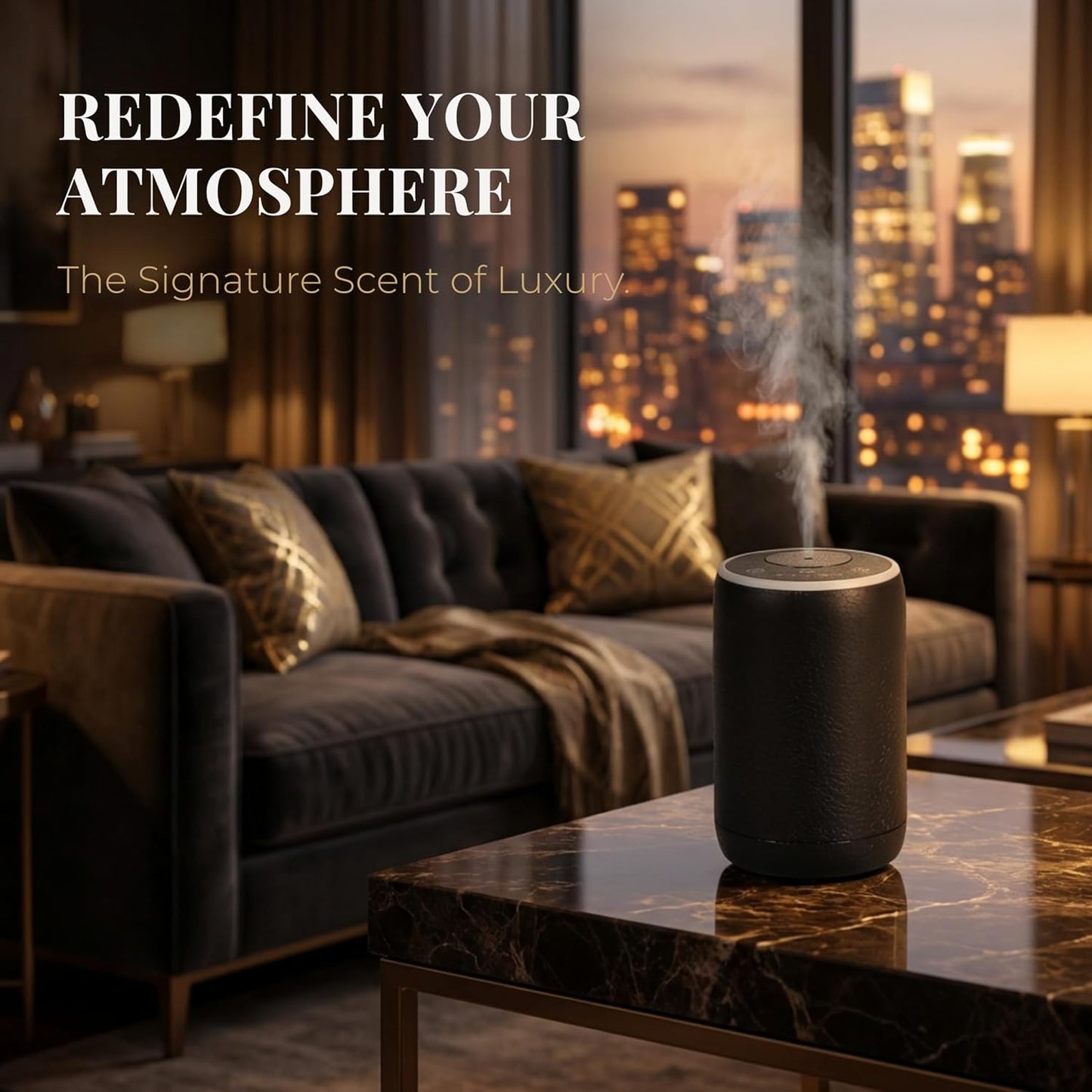 Waterless Scent Machine for Home – Luxury Cold Air Nebulizing Diffuser – Premium Textured Design with 7-Color LED – Optimized for Hotel Collection Fragrance Oils & Essential Oils