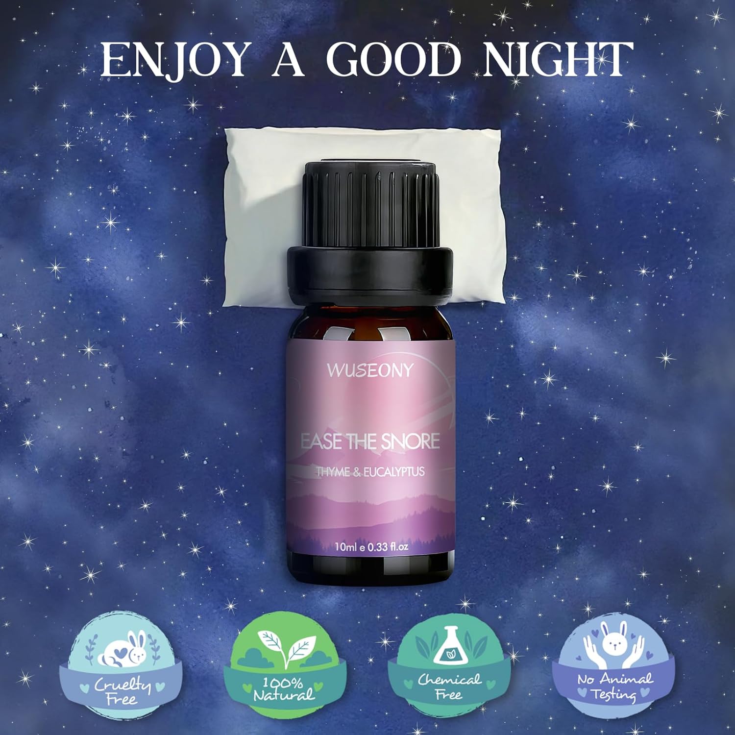 WUSEONY Sleep Essential Oils Set for Diffusers for Home, Set of 6 Essential Oil Blend Aromatherapy - Eucalyptus, Jasmine, Orange, Lavender, Cedar, Mint