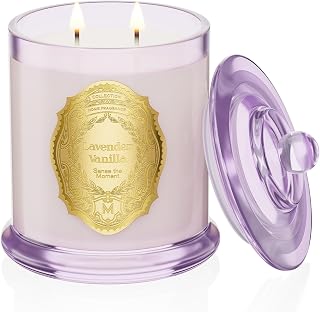 M&SENSE Lavender Vanilla Candles for Home Scented, 2 Wick 12.7oz Soy Wax Candles Non Toxic,70 Hours Long Burning,Non Toxic Candles Gift for Stress Relief, Meditation, Yoga