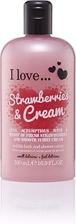 I Love Strawberries and Cream Bath and Shower Cream - Hydrating Body Wash and Bubble Bath - with Natural Fruit Extracts and Provitamin B5-16.9 oz