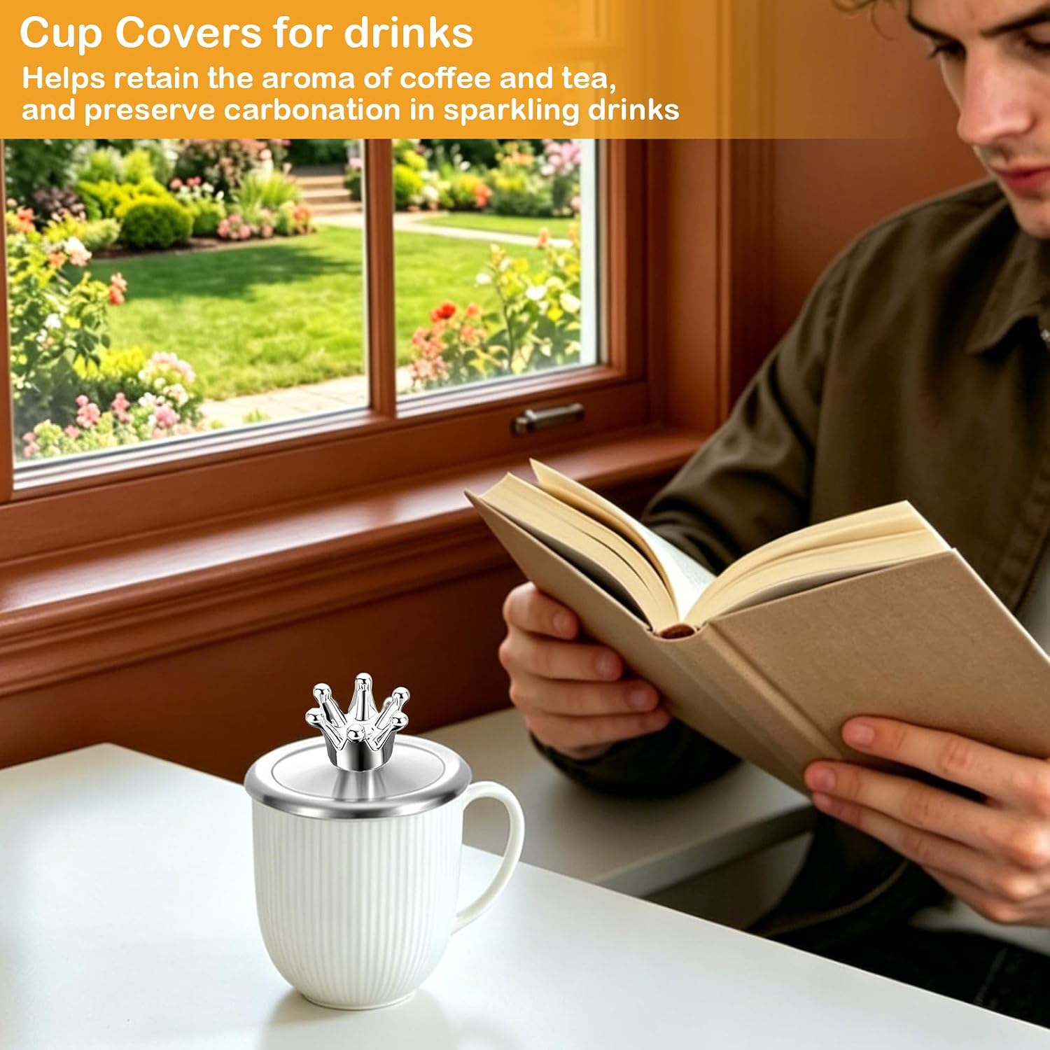 4.2 Inch Stainless Steel Universal Lid for Mugs and Bowls, Drink Cover for Large Coffee Cups, Soup Bowls, and Candle Jars, 10.6CM, 2Pcs