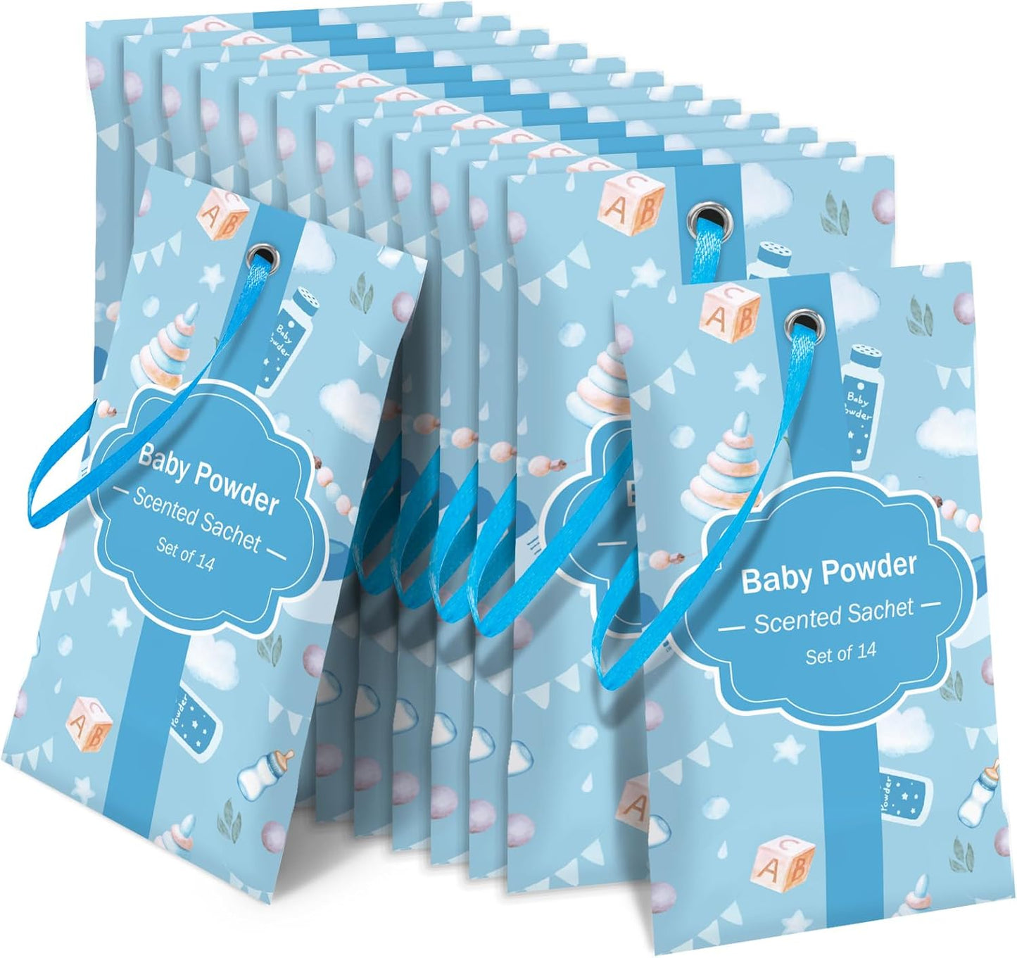 STRN Scented Sachets for Drawer and Closet, Baby Powder Scent Long-Lasting Sachets, 14 Packs for Home Fragrance, Small Space Air Freshener for Wardrobes
