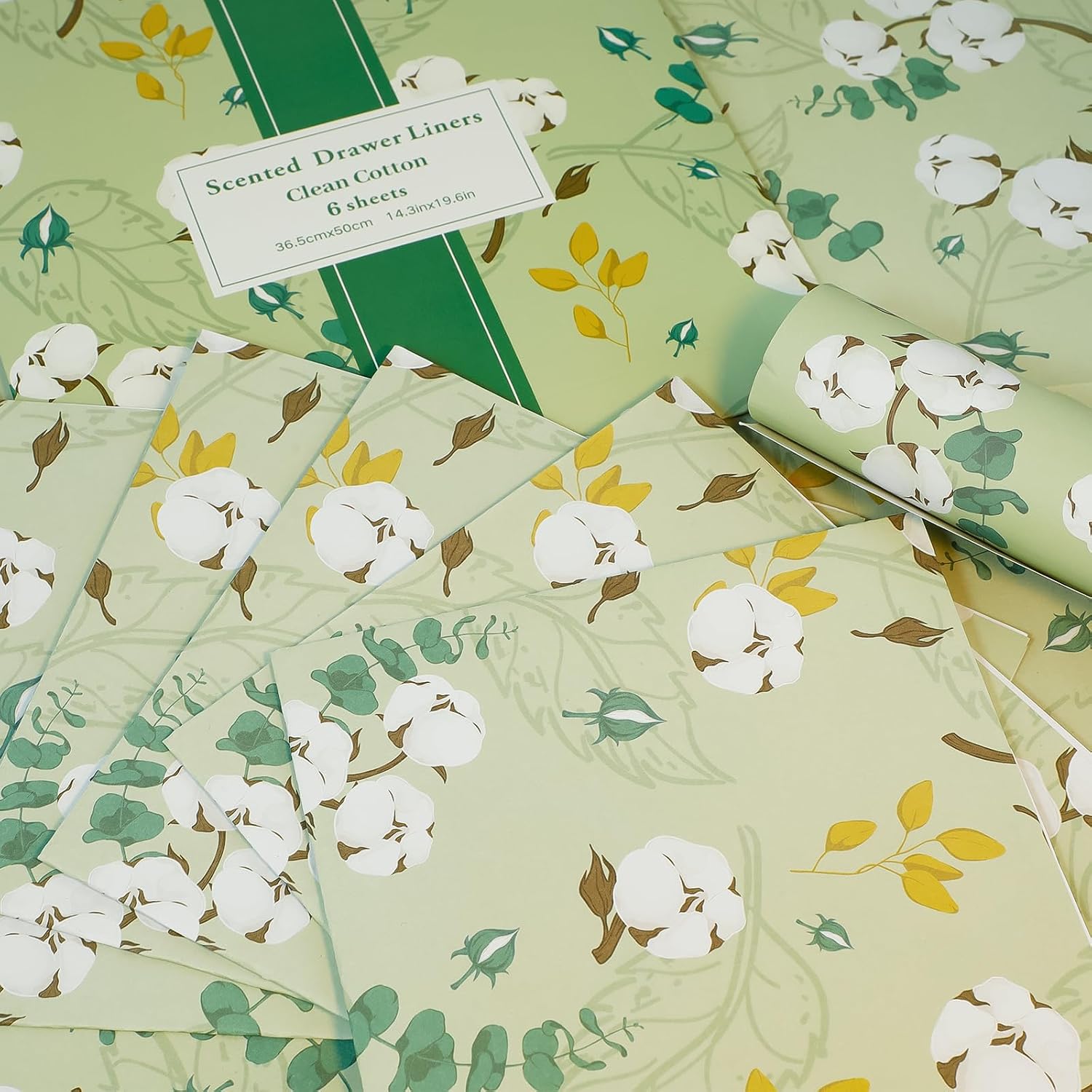 SCENTORINI Scented Drawer Liners for Dresser, 6 Sheet Clean Cotton Scent Drawer Paper Liners for Bedroom Drawer Home Closet Shelf