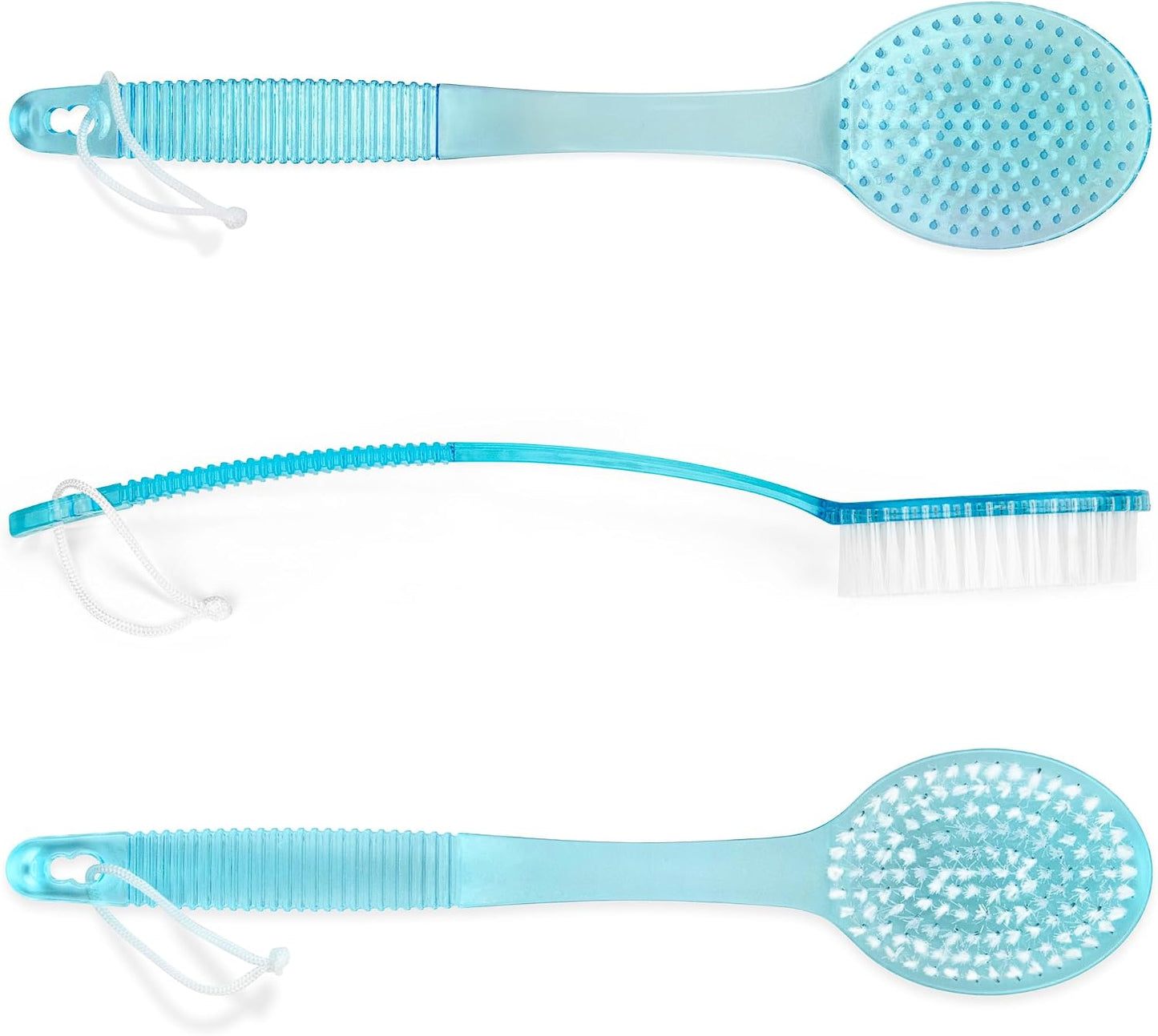 DecorRack Bath Brush with Bristles, Long Handle for Exfoliating Back, Body, and Feet, Bath and Shower Scrubber, Blue (1 Pack)