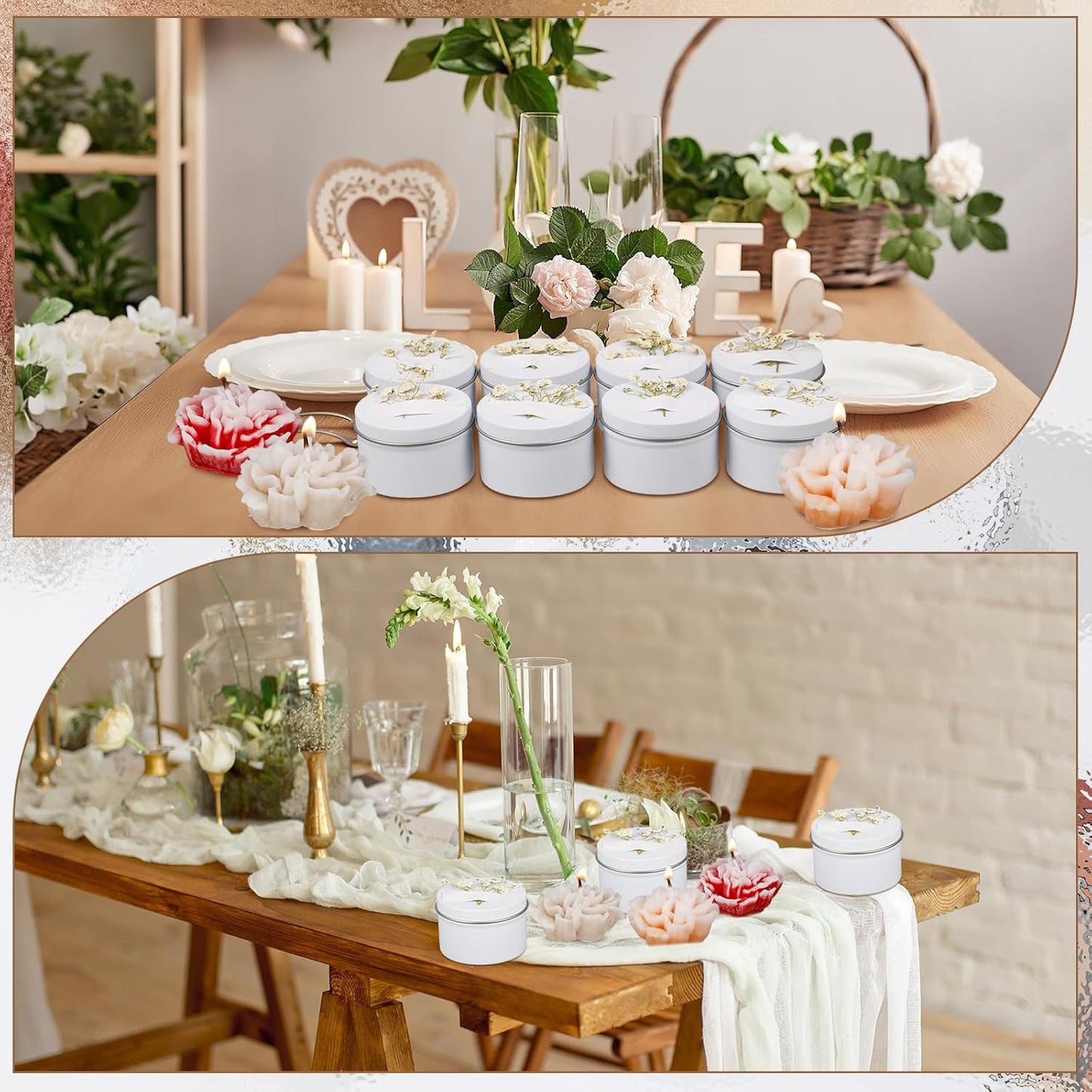 Threlaco 12 Pcs Flower Candles Scented Bridesmaid Gift Set Soy Wax Aromatherapy Candles Bulk for Wedding Bridal Shower Home Guests Women Valentines Mothers Day Anniversaries Favor(Mixed Color)