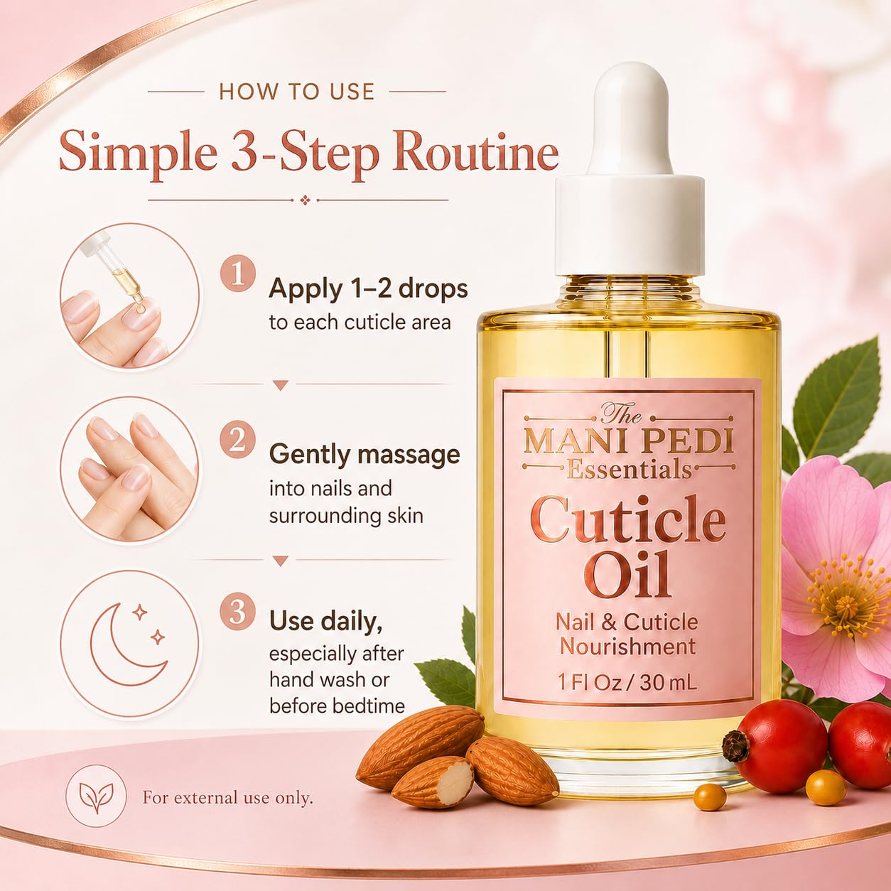 Nourishing Cuticle Oil enriched with Jojoba Oil, Vitamin E & Sweet Almond Oil. Manicurist's Choice for Healthy, Nourished Nails & Cuticles – 1 Fl Oz