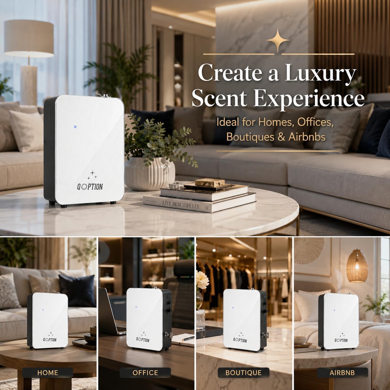 QX300 HVAC Scent Diffuser Machine, Bluetooth App Control, Waterless Cold Air Home Fragrance System for Whole House, Office, Salon, Up to 3200 Sq Ft