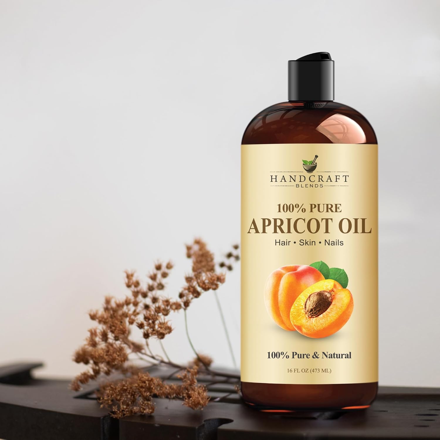 Handcraft Blends Apricot Kernel Oil - Cold-Pressed 16 Fl Oz - 100% Pure and Natural - Premium Grade Carrier for Skin and Hair - Hair and Body - Massage - Hexane-Free