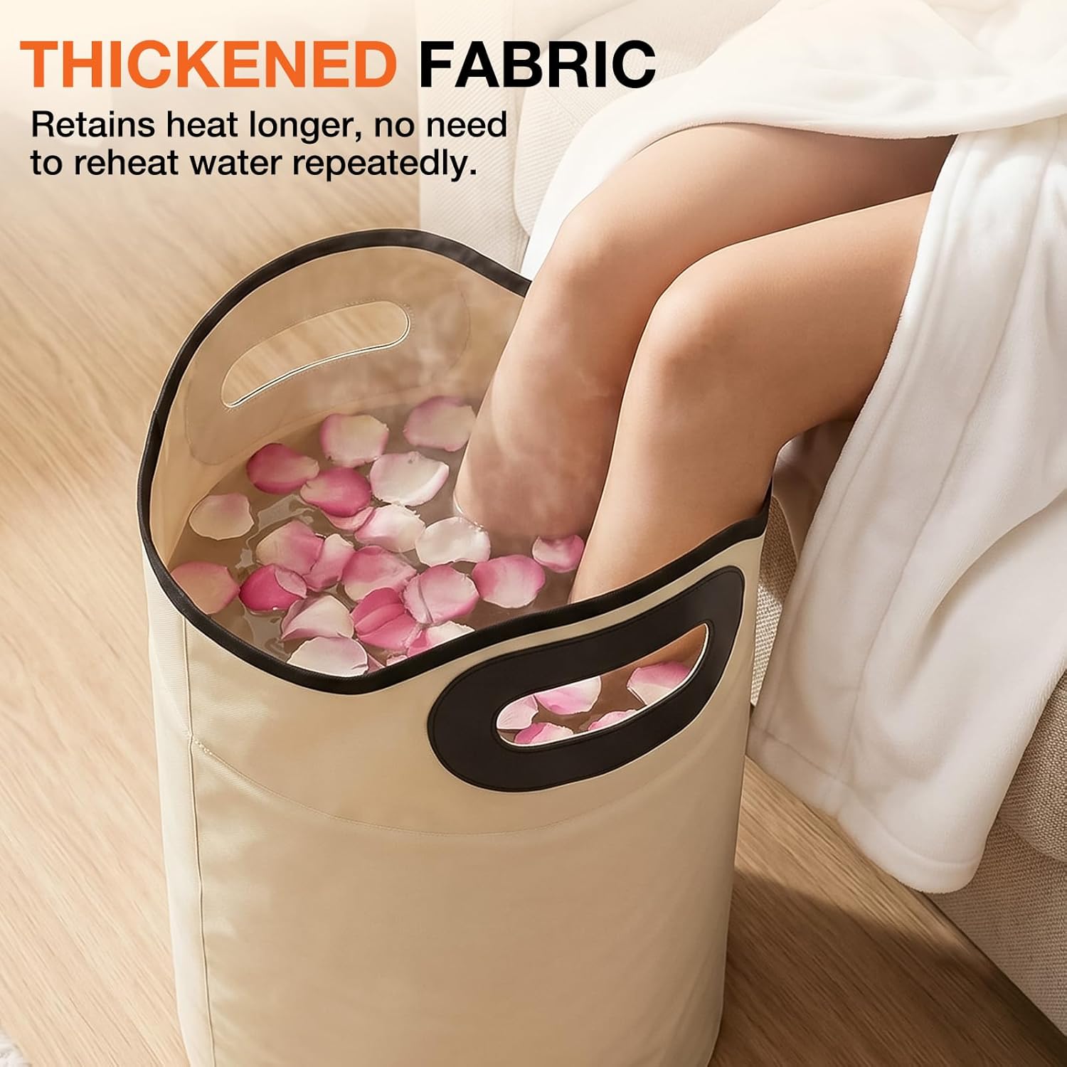 Collapsible Foot Bath Bag, Portable Foot Basin for Soaking, Folding Feet Spa Tub with Sturdy Handles & Small Drainage Hole, Multifunctional Feet Bucket for Travel Camping Outdoor Washing Fishing